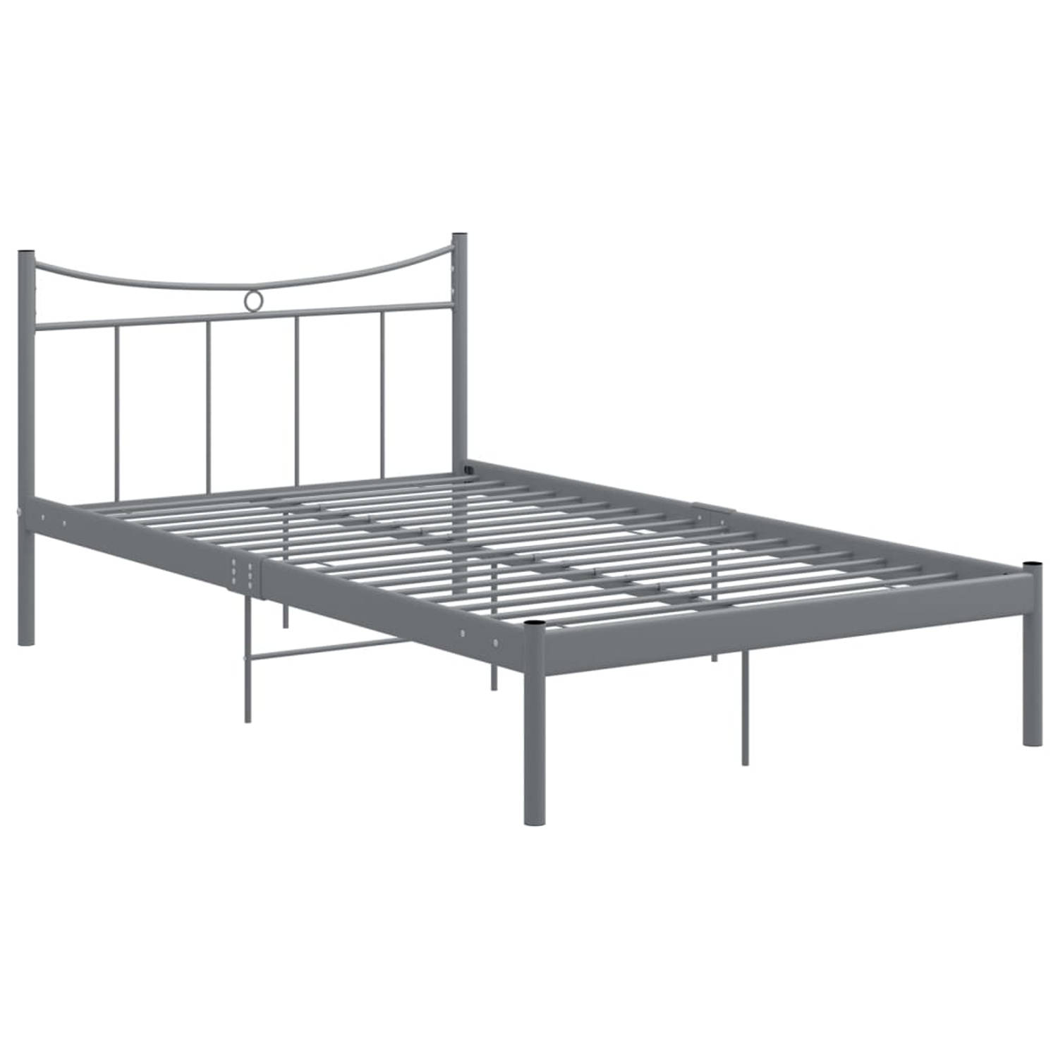 The Living Store Bedframe metaal grijs 120x200 cm - Bedframe - Bedframe - Bed Frame - Bed Frames - Bed - Bedden - Metalen Bedframe - Metalen Bedframes - 2-persoonsbed - 2