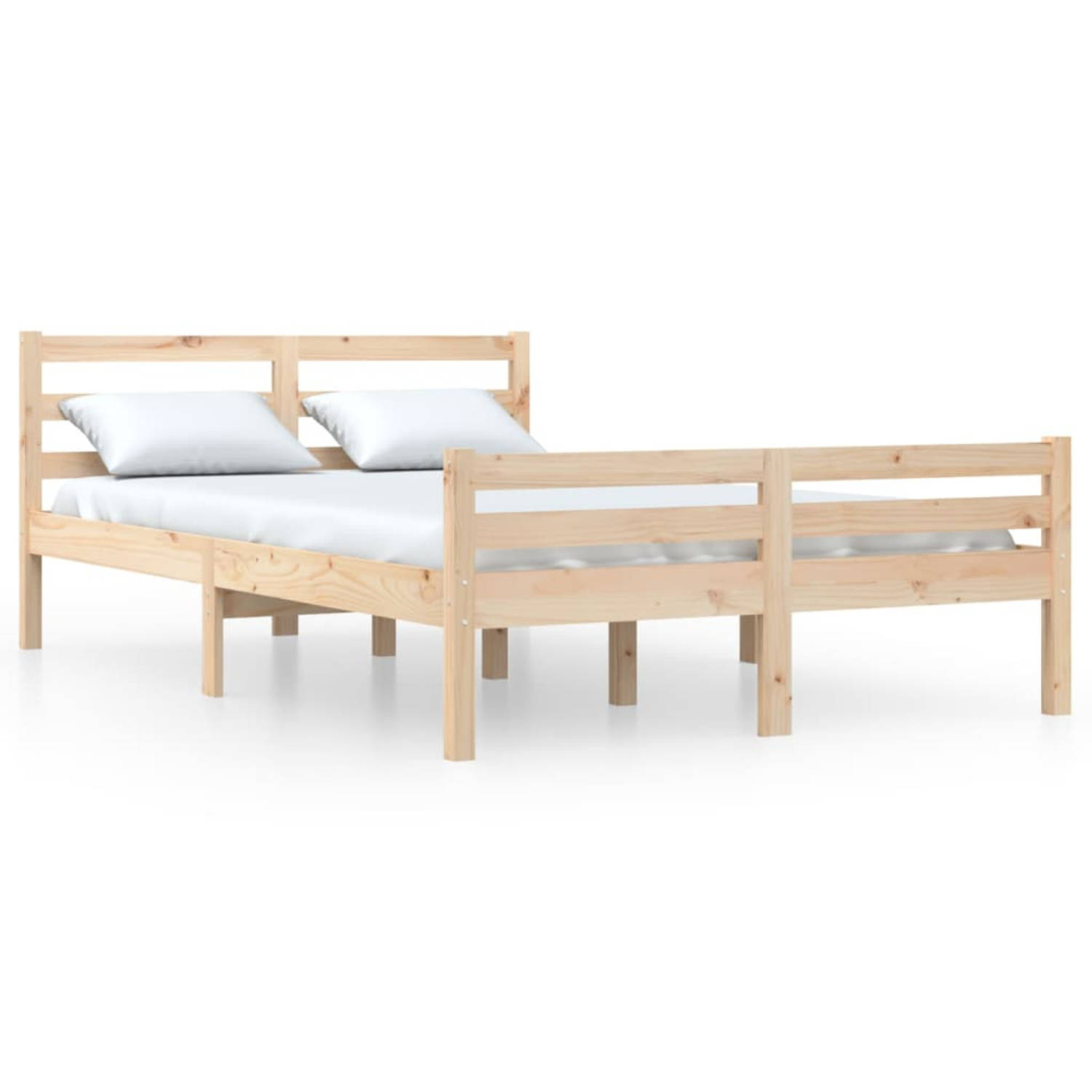 The Living Store Bedframe massief hout 140x190 cm - Bedframe - Bedframes - Bed - Bedbodem - Ledikant - Bed Frame - Massief Houten Bedframe - Slaapmeubel - Tweepersoonsbed - Bedden