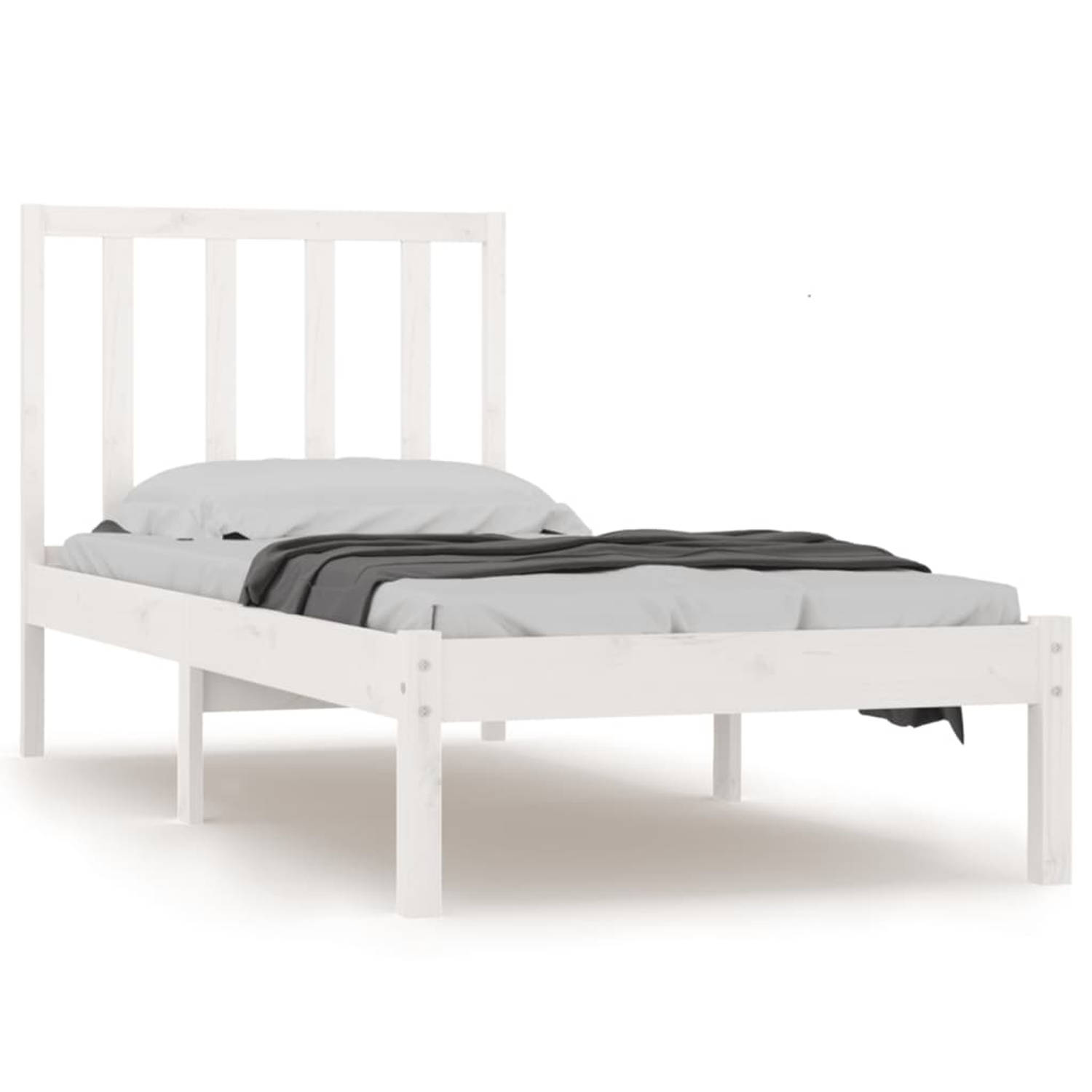 The Living Store Bedframe massief grenenhout wit 90x200 cm - Bedframe - Bedframes - Bed - Bedbodem - Ledikant - Bed Frame - Massief Houten Bedframe - Slaapmeubel - Bedden - Bedbode