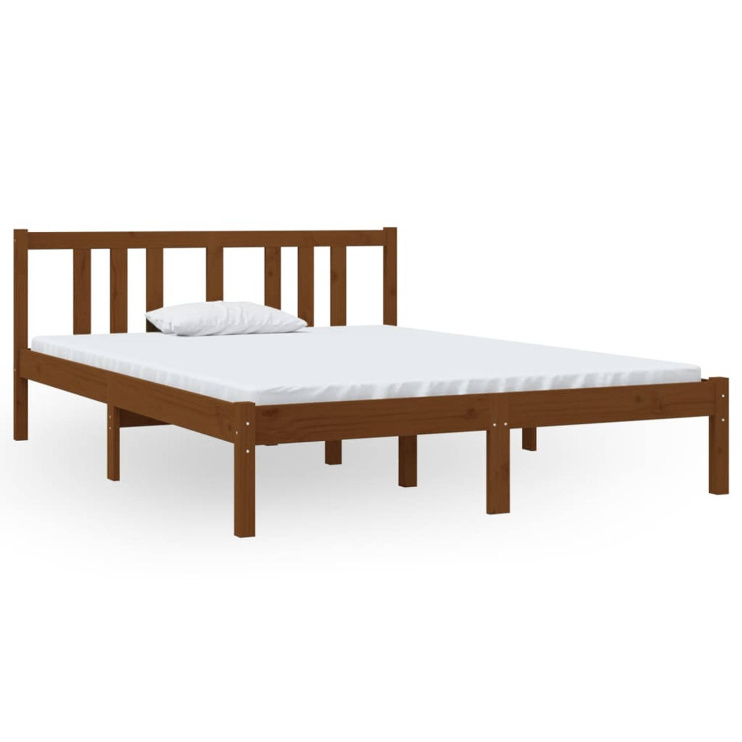 The Living Store Bedframe massief hout honingbruin 135x190 cm 4FT6 Double - Bed