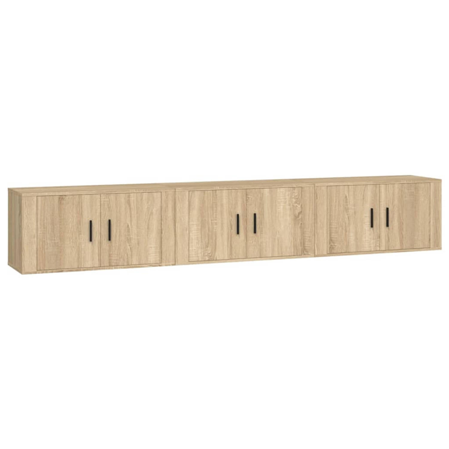 The Living Store Televisiewandmeubelen - Sonoma Eiken - Set van 3 - 80 x 34.5 x 40 cm - Duurzaam hout