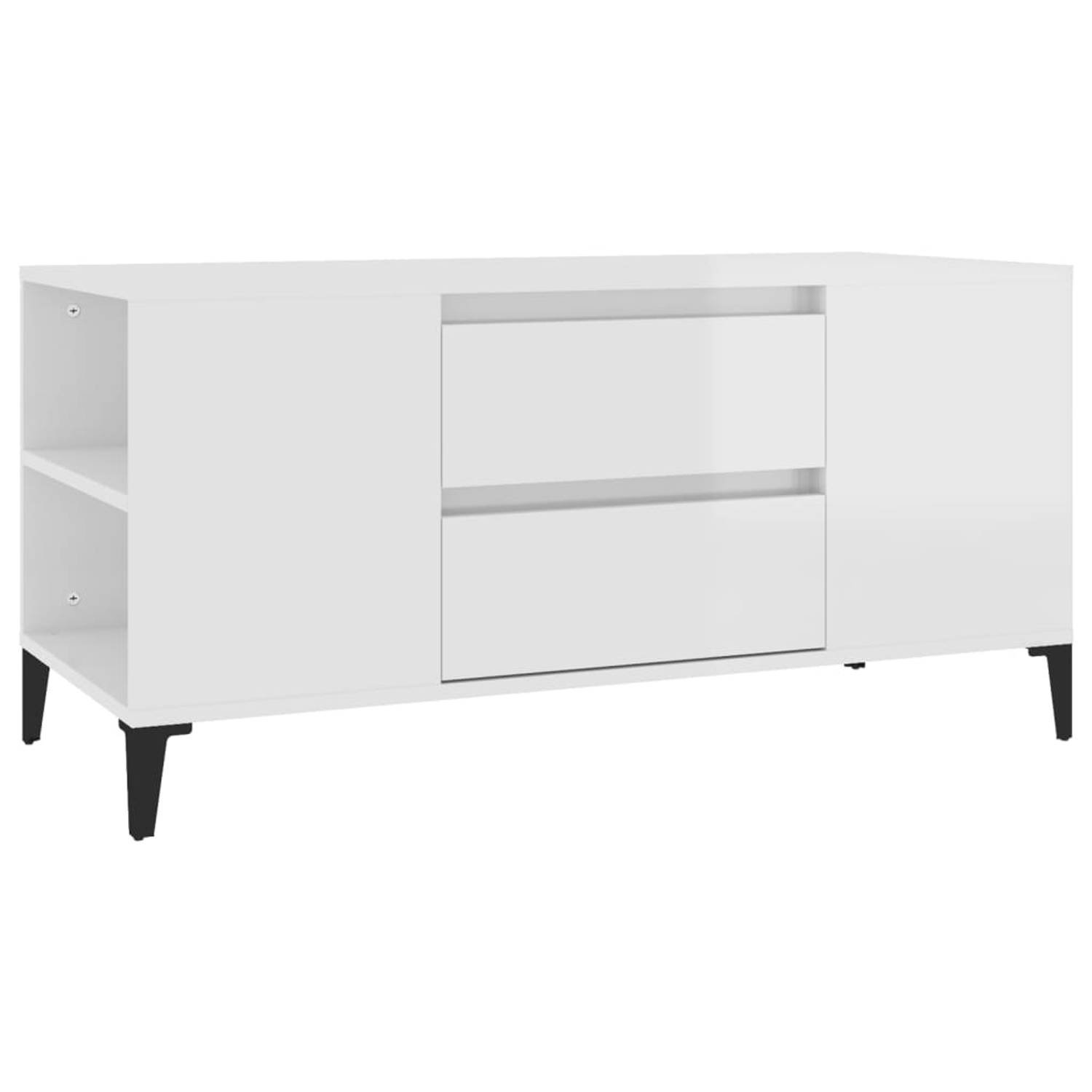 The Living Store Tv-meubel 102x44,5x50 cm bewerkt hout hoogglans wit