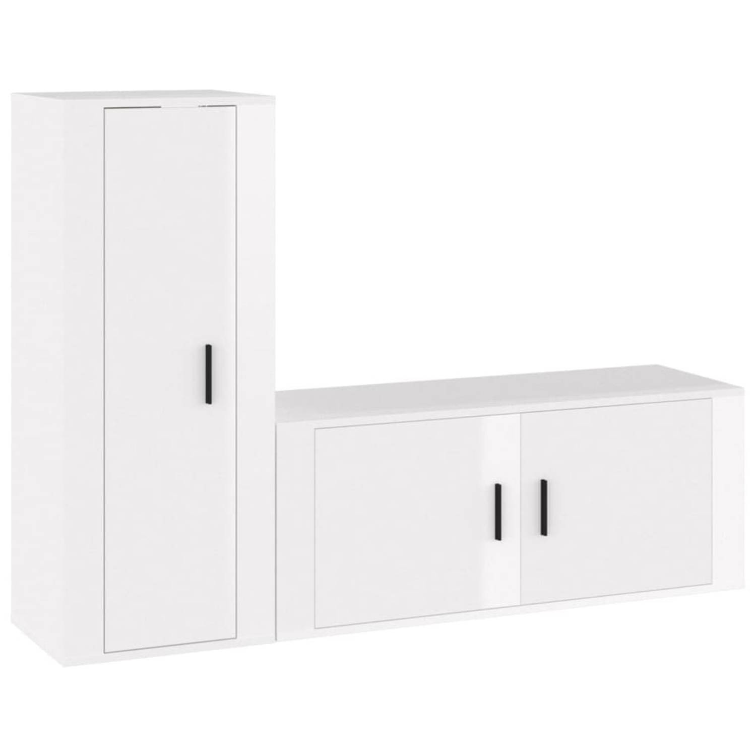 The Living Store Tv-meubel set Classic Wandgemonteerd Hoogglans Wit 100x34.5x40 cm 40x34.5x100 cm