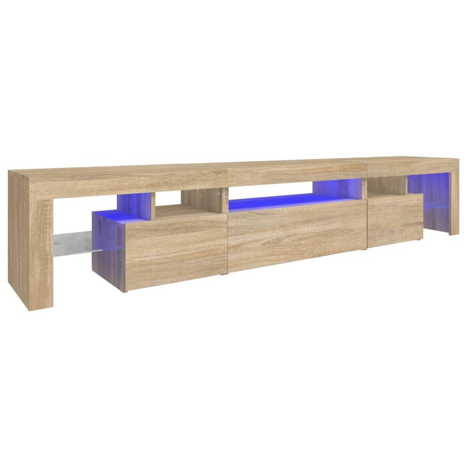 The Living Store TV-meubel LED-verlichting - 215 x 36.5 x 40 cm - Sonoma eiken