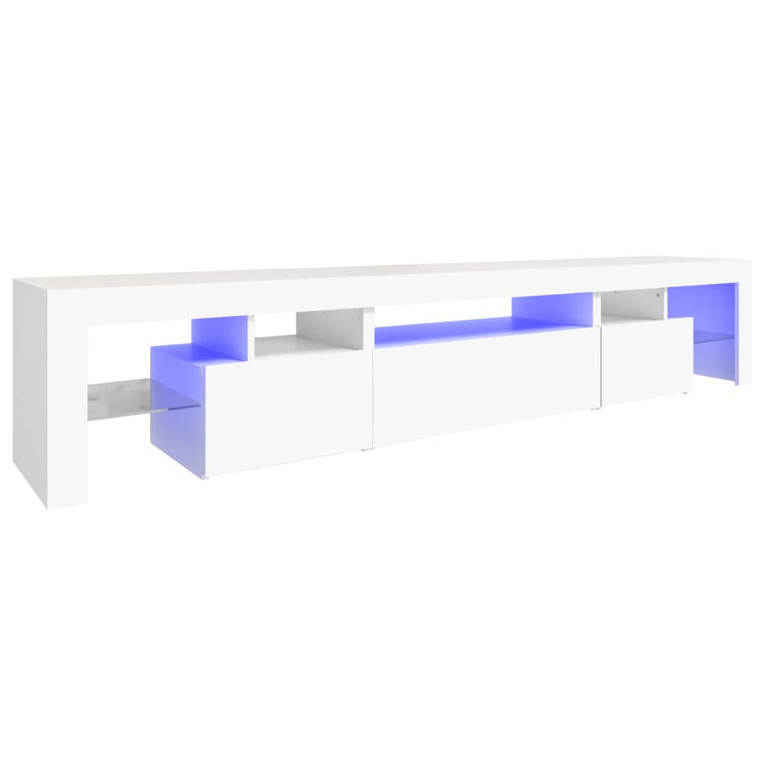 The Living Store TV-meubel LED-verlichting - bewerkt hout - 215x36.5x40 cm - wit