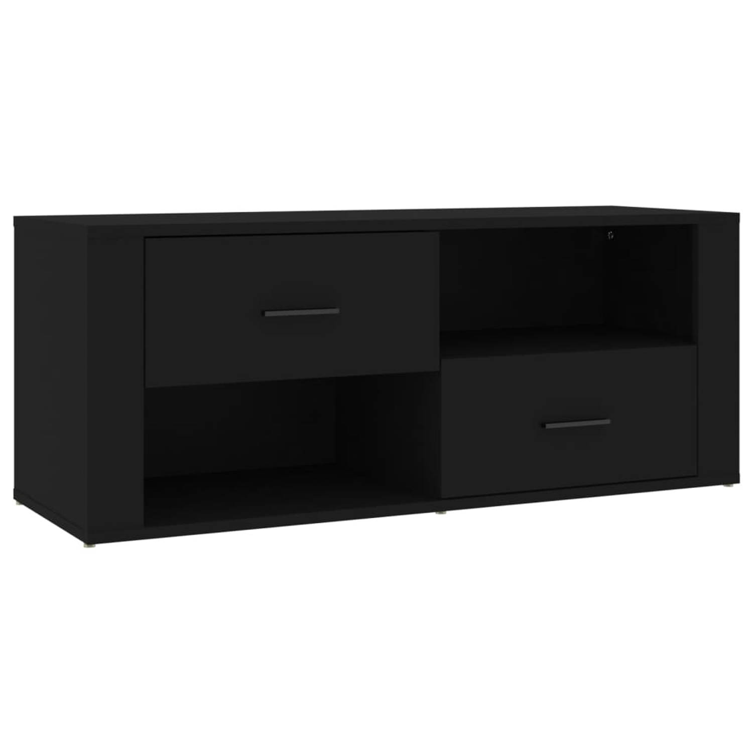 The Living Store Tv-meubel 100x35x40 cm bewerkt hout zwart