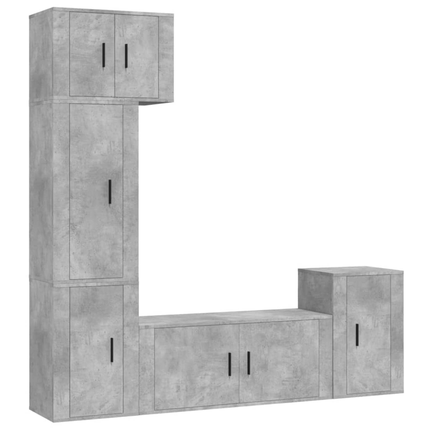 The Living Store TV-meubelset betongrijs - 4-delig - 57x34.5x40 cm / 100x34.5x40 cm / 2x 40x34.5x60 cm / 40x34.5x80 cm