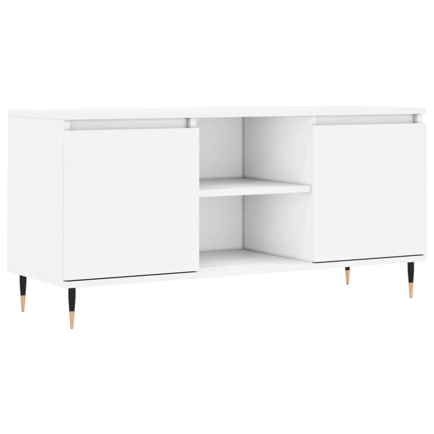 The Living Store TV-meubel - tv-kast - wit - 104 x 35 x 50 cm - veel opbergruimte