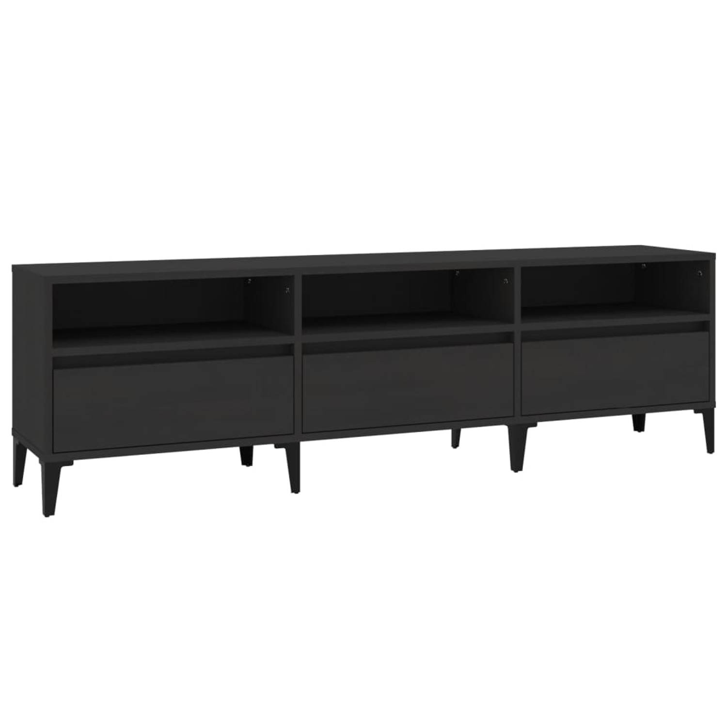 The Living Store Tv-meubel 150x30x44,5 cm bewerkt hout zwart