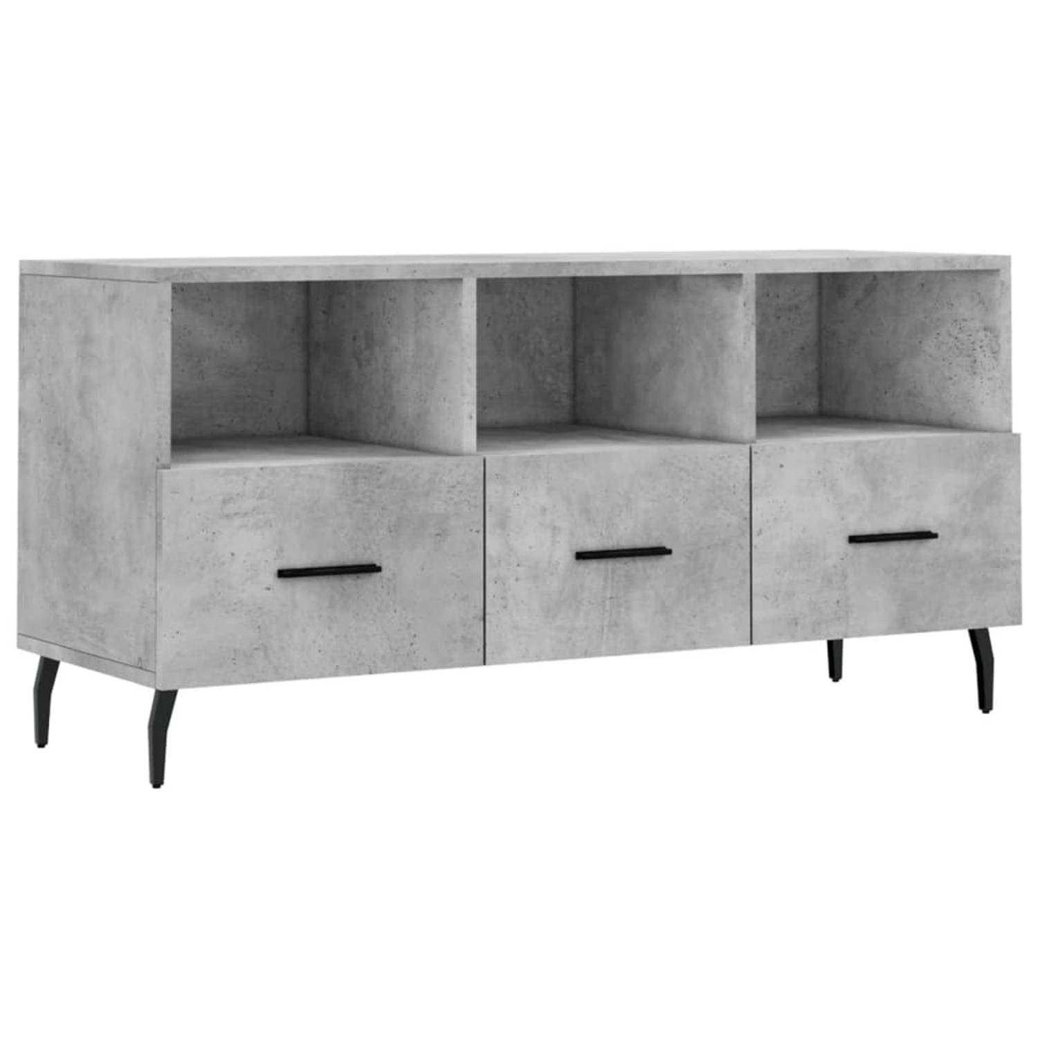 The Living Store Tv-meubel 102x36x50 cm bewerkt hout betongrijs - Kast