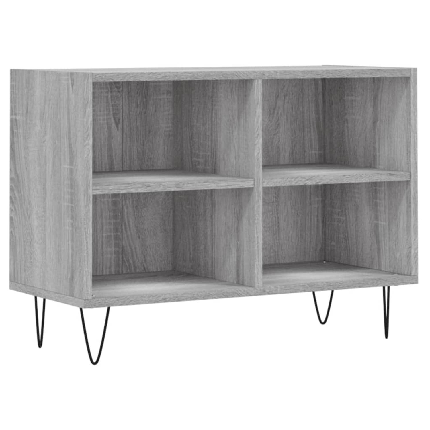 The Living Store Tv-meubel - 4 vakken - Stevig hout - Grijs sonoma eiken - 69.5x30x50cm
