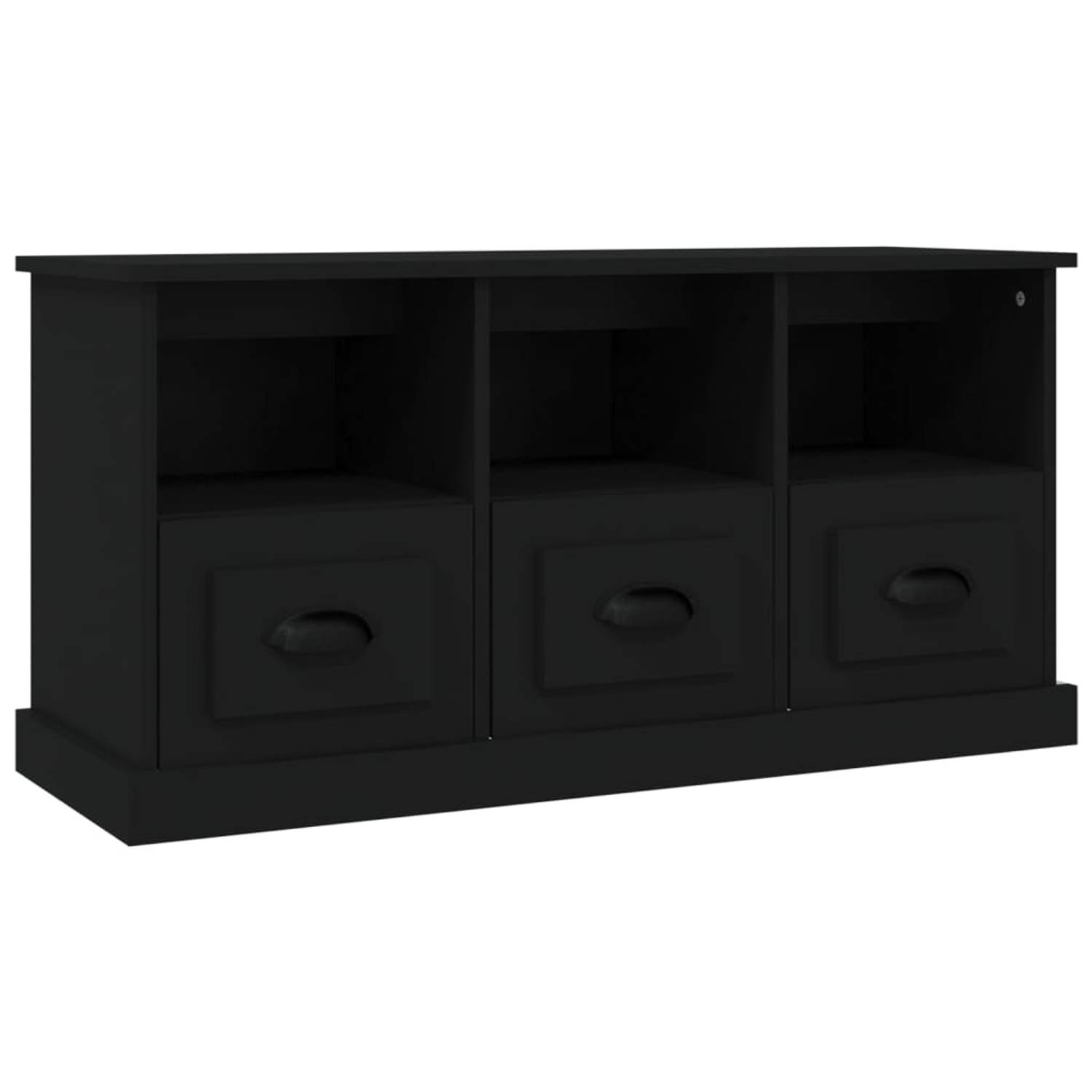 The Living Store Tv-meubel 100x35x50 cm bewerkt hout zwart - Kast
