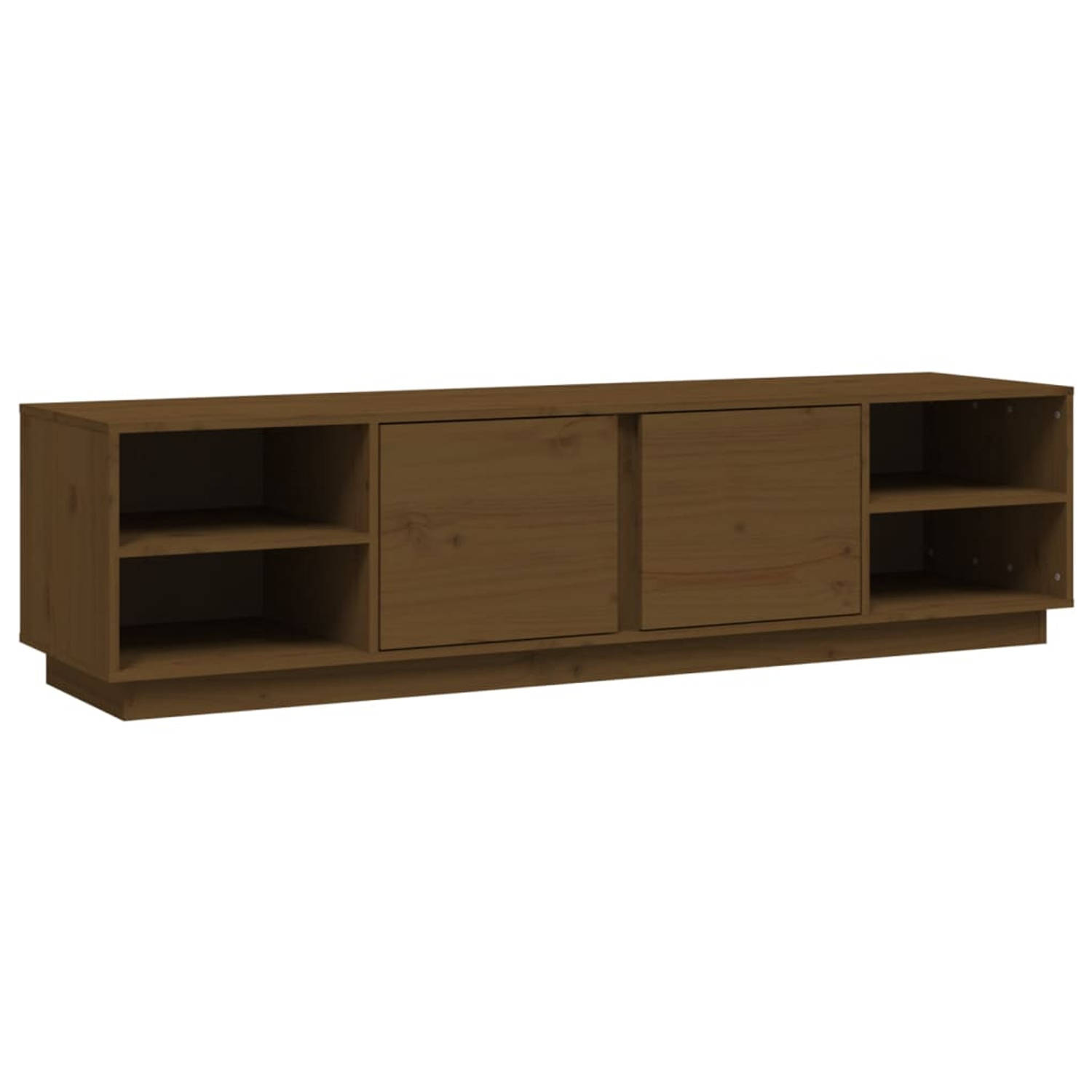 The Living Store Tv-meubel 156x40x40 cm massief grenenhout honingbruin - Kast