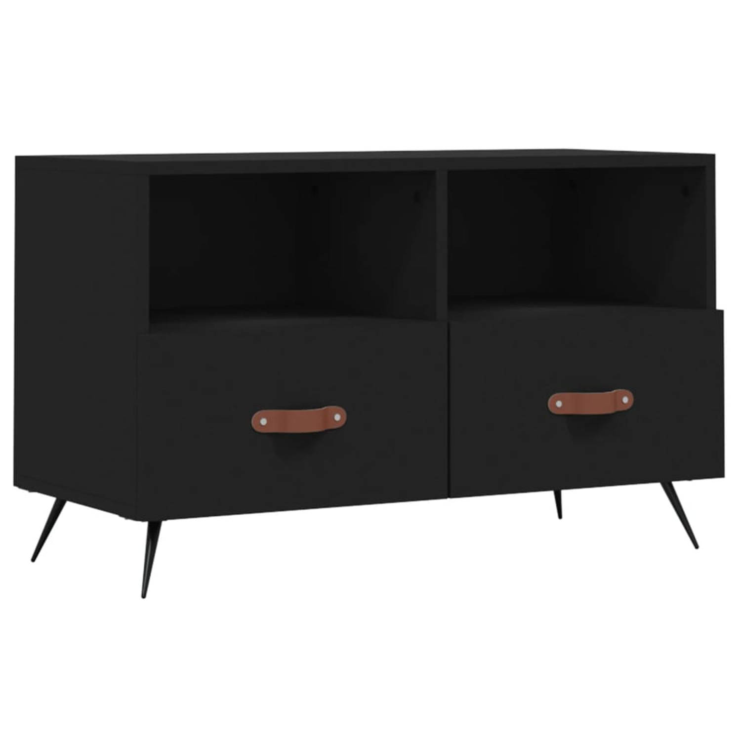 The Living Store tv-meubel - zwart - 80 x 36 x 50 cm - Voldoende opbergruimte