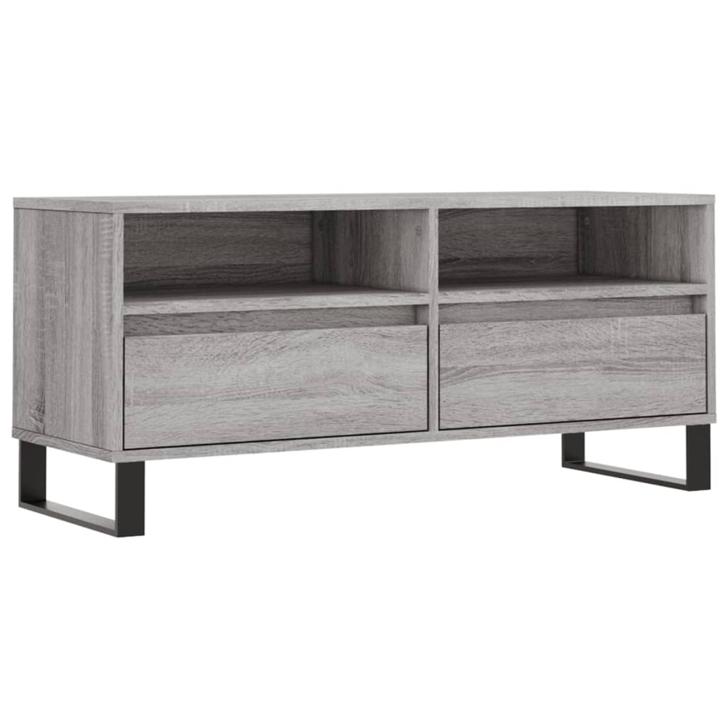 The Living Store TV-meubel - Grijs Sonoma Eiken - 100 x 34.5 x 44.5 cm - Veel opbergruimte