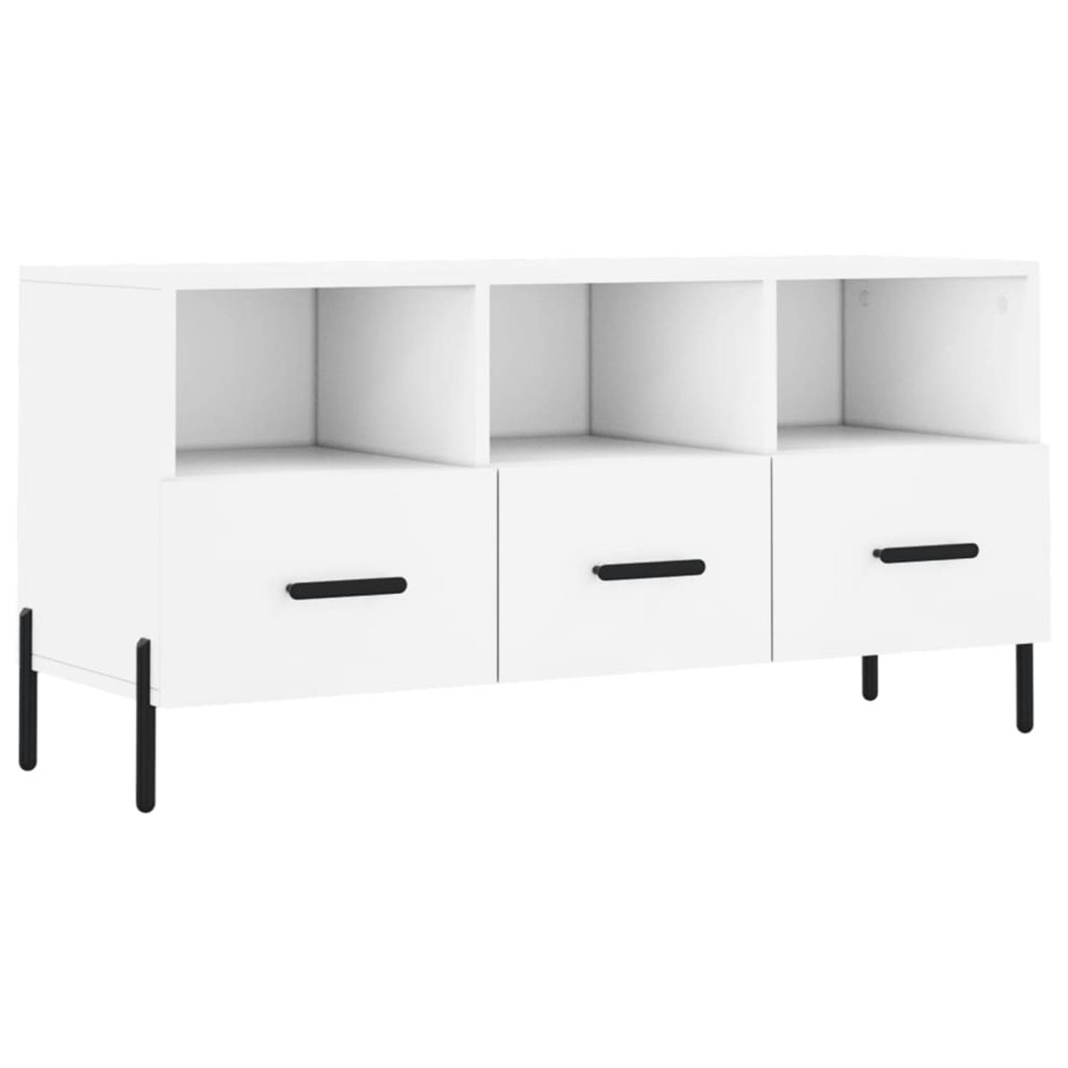The Living Store TV-meubel - bewerkt hout - ijzer - 102 x 36 x 50 cm - wit