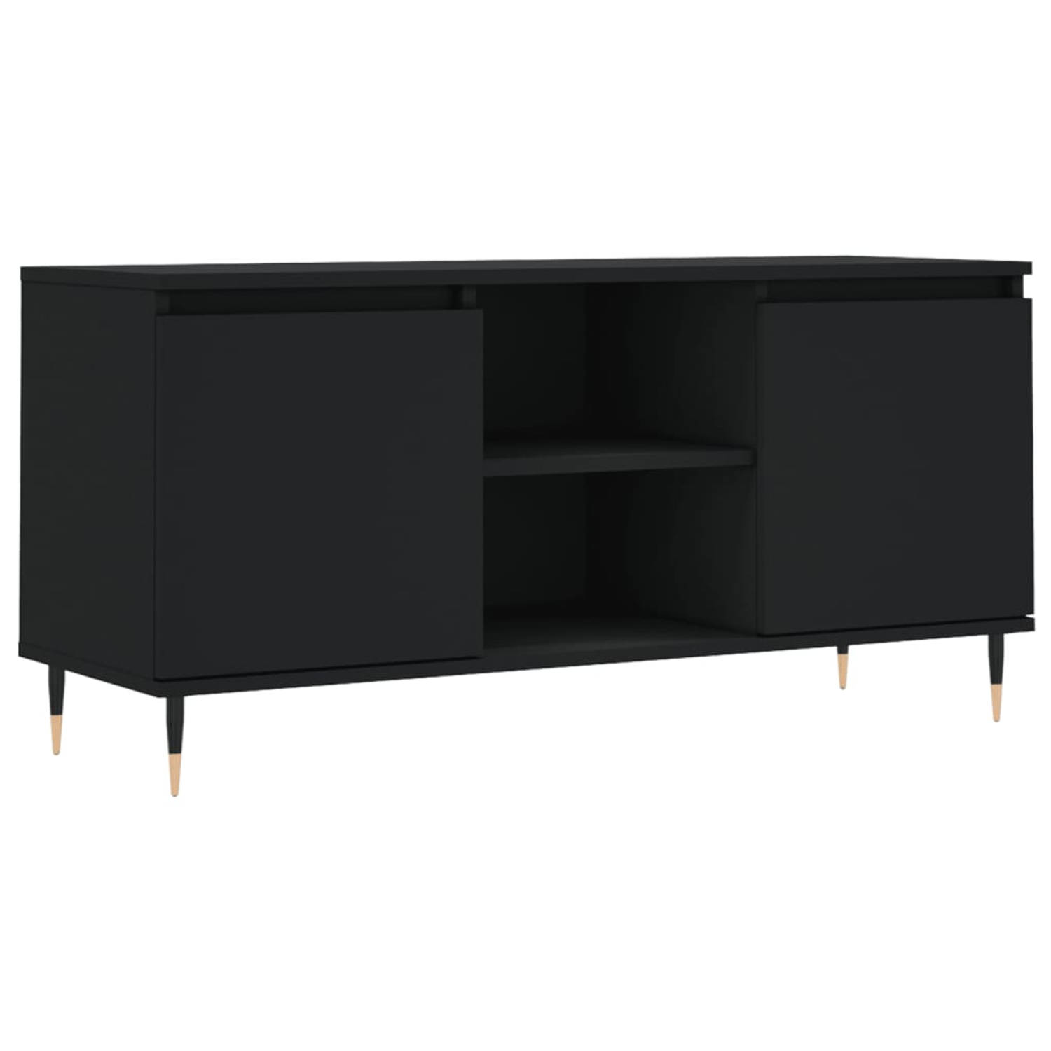 The Living Store TV-meubel - Zwart - 104 x 35 x 50 cm - Opbergruimte - Stabiel materiaal