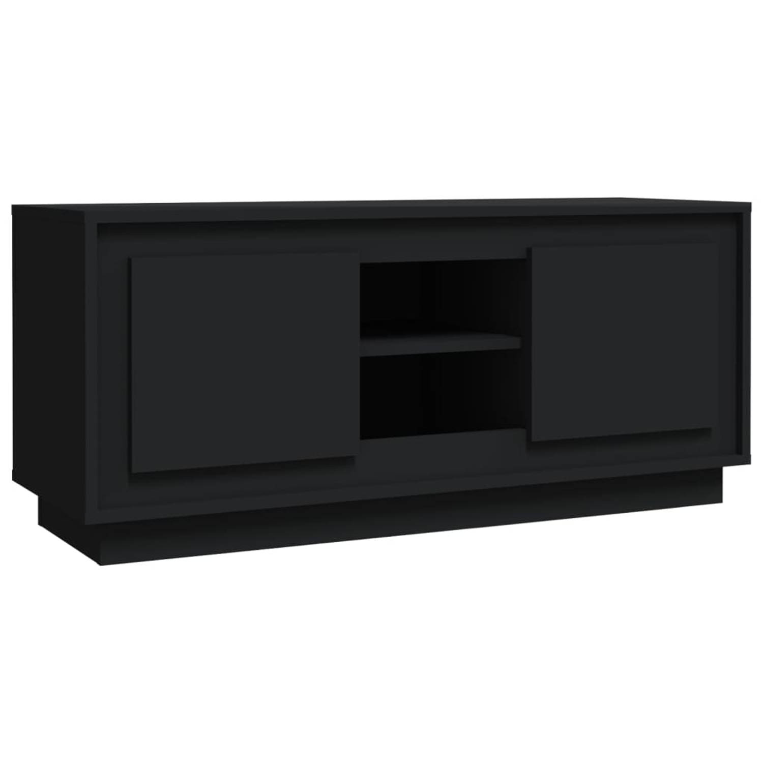 The Living Store Tv-meubel 102x35x45 cm bewerkt hout zwart - Kast