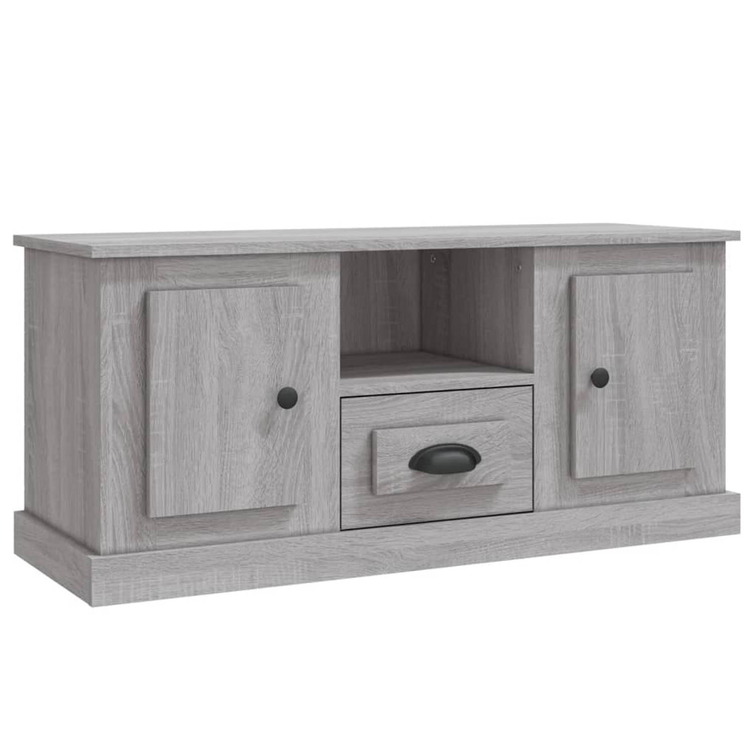 The Living Store TV meubel - TV kast - 100 x 35.5 x 45 cm - Grijs Sonoma eiken