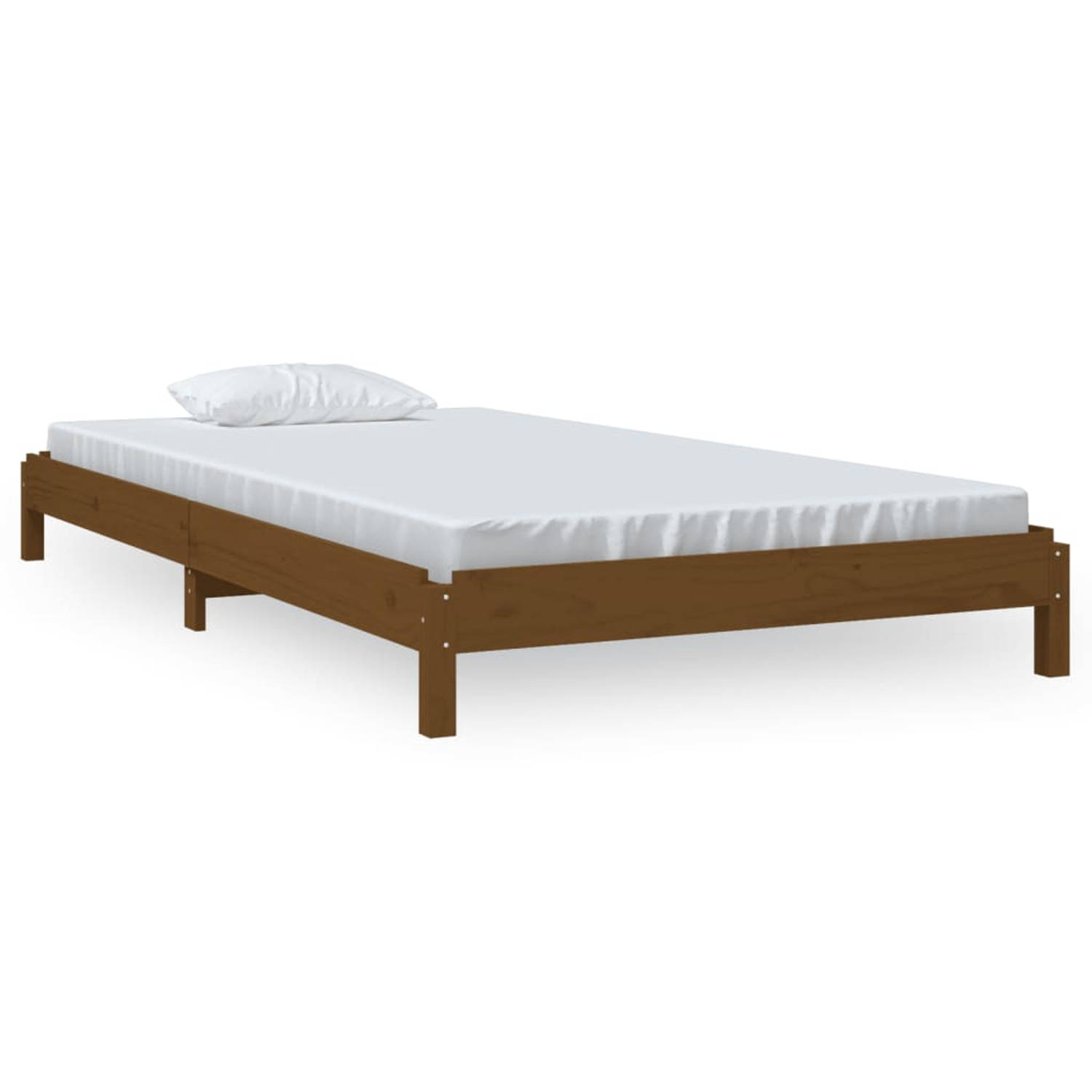 The Living Store Bed stapelbaar 100x200 cm massief grenenhout honingbruin - Stapelbaar Bed - Stapelbare Bedden - Slaapmeubel - Bedframe - Bed - Bedbodem - Eenpersoonsbed - Stapelbe