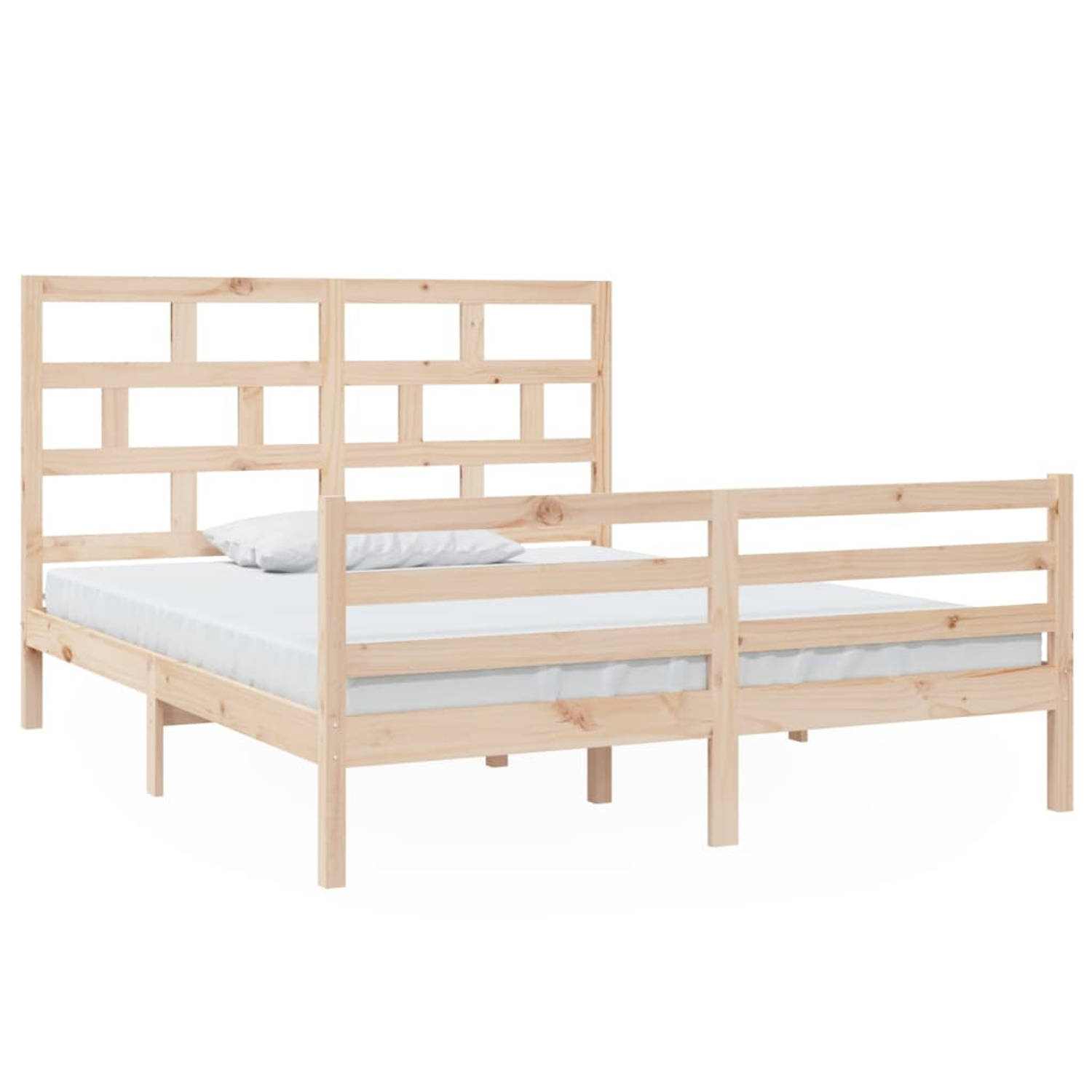 The Living Store Bedframe massief grenenhout 160x200 cm - Bedframe - Bedframes - Bed - Bedbodem - Ledikant - Bed Frame - Massief Houten Bedframe - Slaapmeubel - Tweepersoonsbed - B