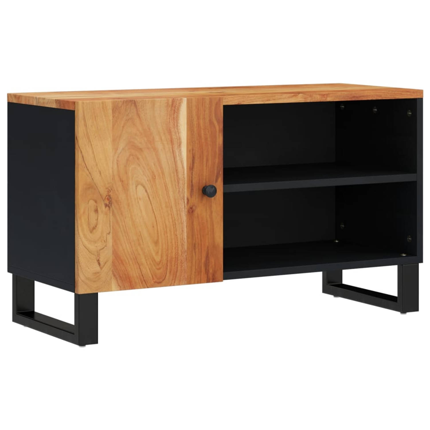 The Living Store TV-meubel Acaciahout - 80 x 33 x 46 cm - Opbergruimte - Stabiele poten