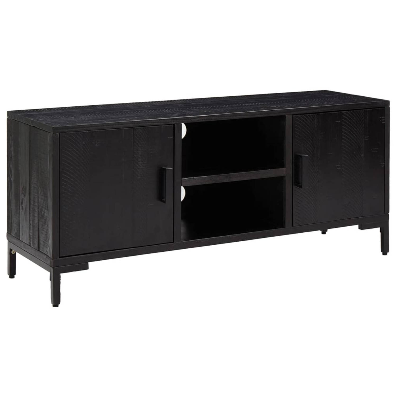 The Living Store Tv-meubel 110x35x48 cm gerecycled massief grenenhout zwart