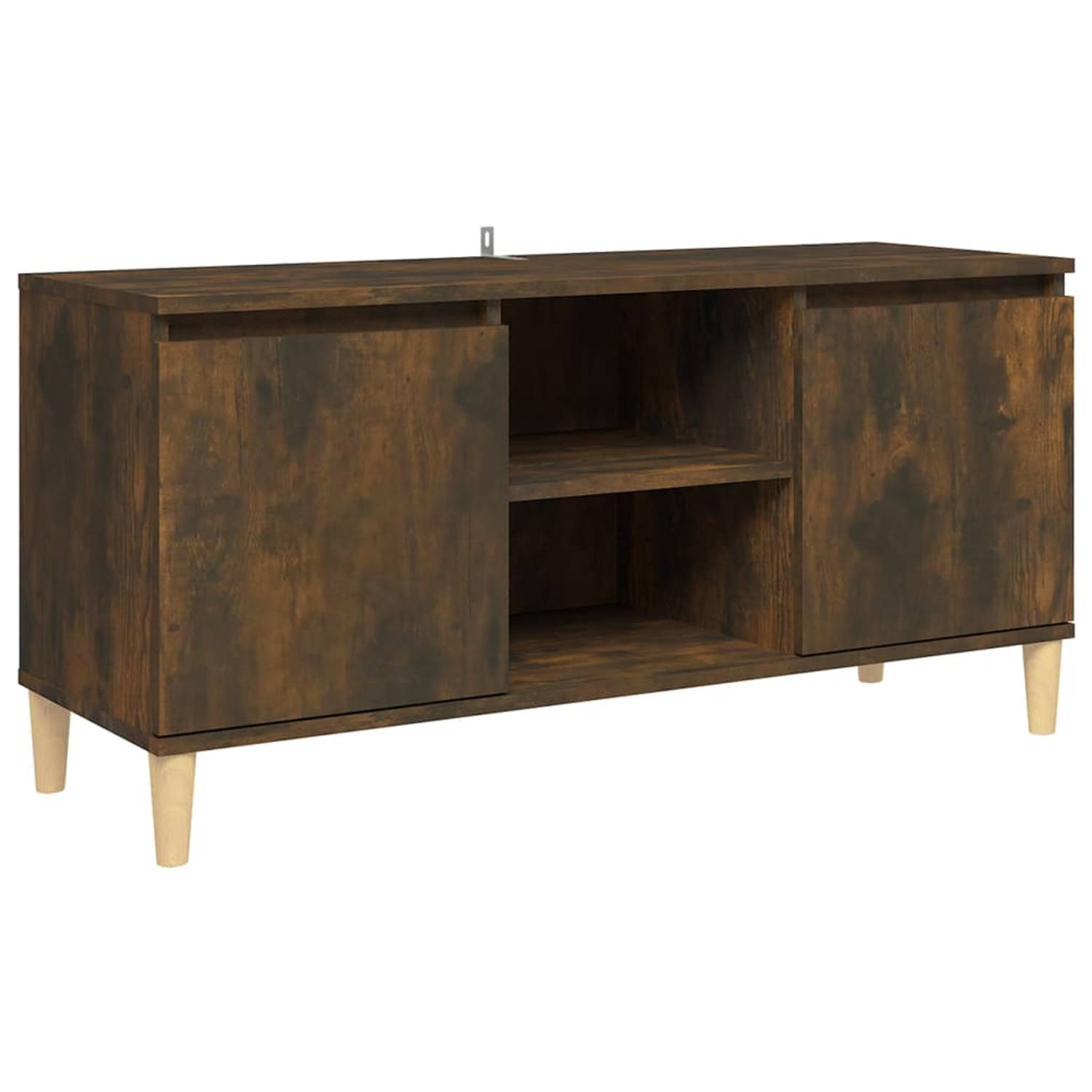 The Living Store Tv-meubel met houten poten 103-5x35x50 cm gerookt eikenkleurig - Kast