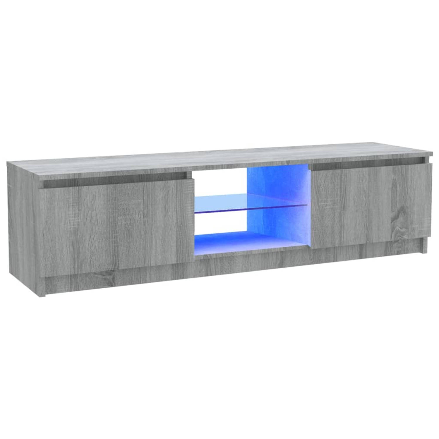 The Living Store TV-meubel Serie RGB LED 120x30x35.5cm - Bewerkt hout - Grijs Sonoma Eiken