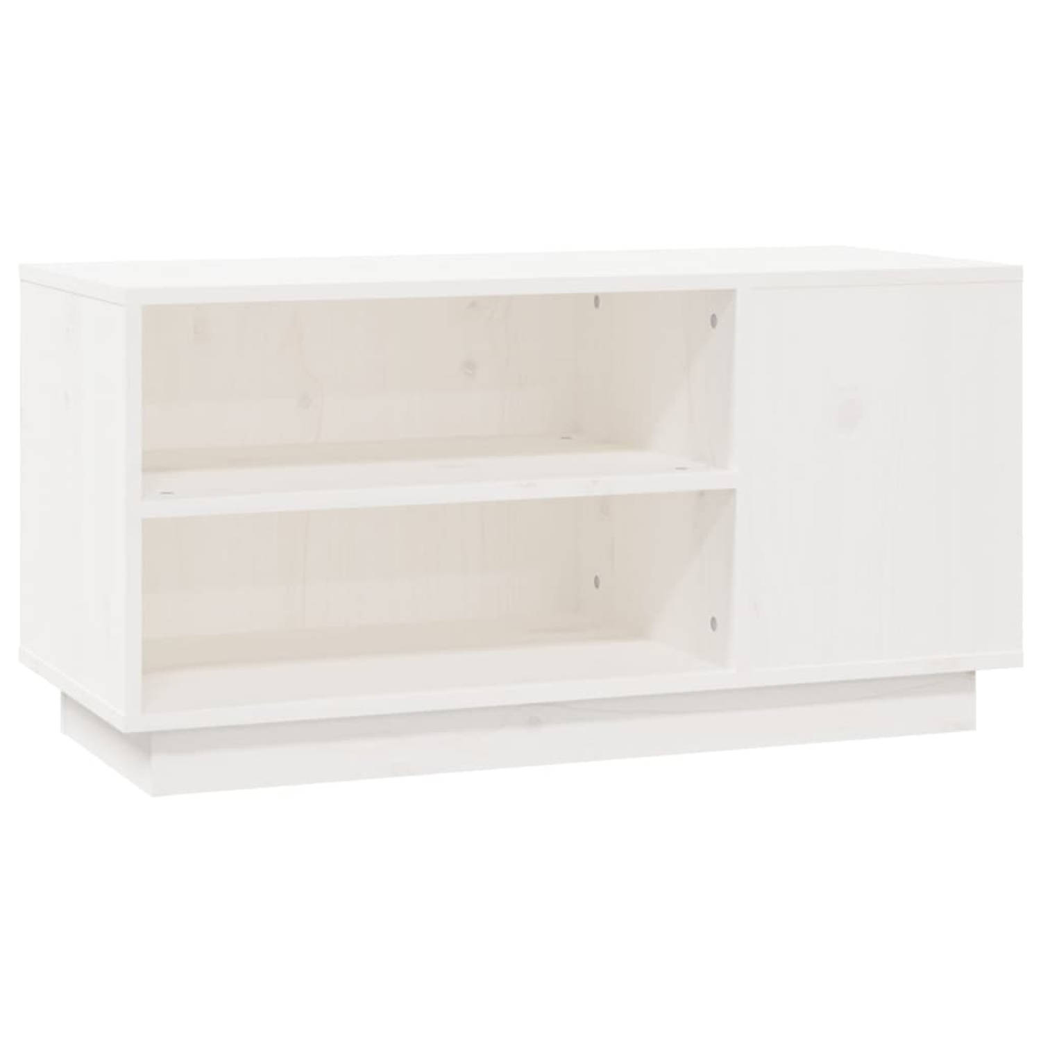 The Living Store Tv-kast - Hout - Wit - 80 x 35 x 40.5 cm