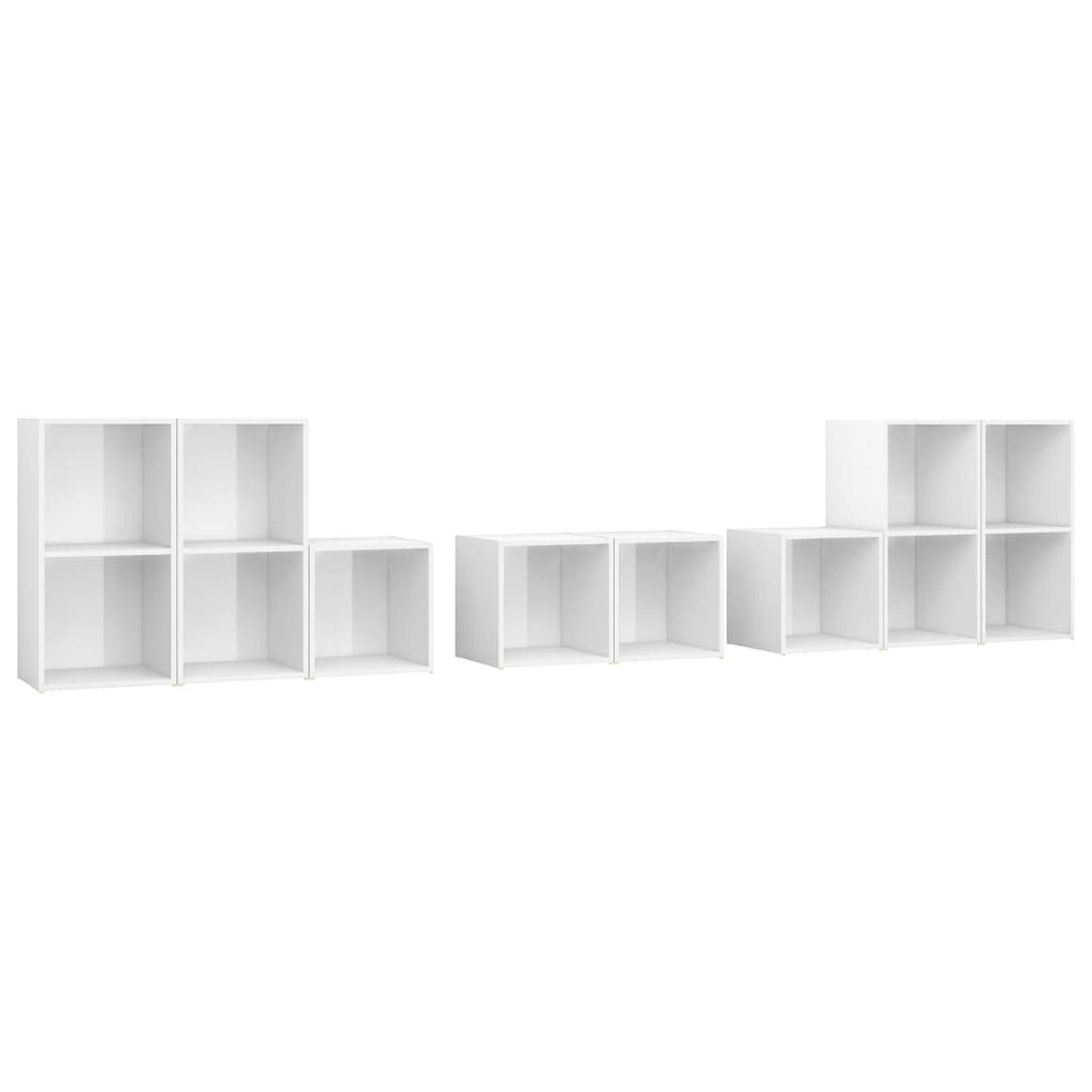 The Living Store Klassiek TV Meubel Set - Hoogglans Wit - 37x35x37 cm - 72x35x36.5 cm