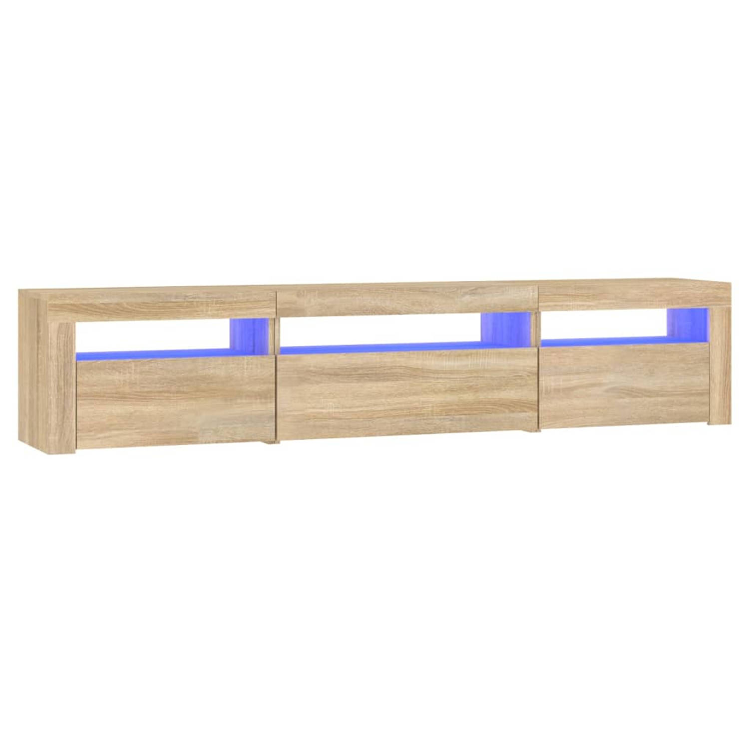 The Living Store tv-meubel Serie - tv-meubel - 195 x 35 x 40 cm - LED-verlichting - sonoma eiken