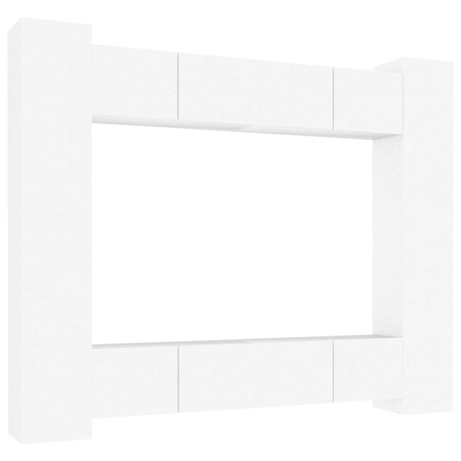 The Living Store televisiemeubelset - 4 x 80 x 30 x 30 cm / 4 x 30.5 x 30 x 90 cm - wit - bewerkt hout