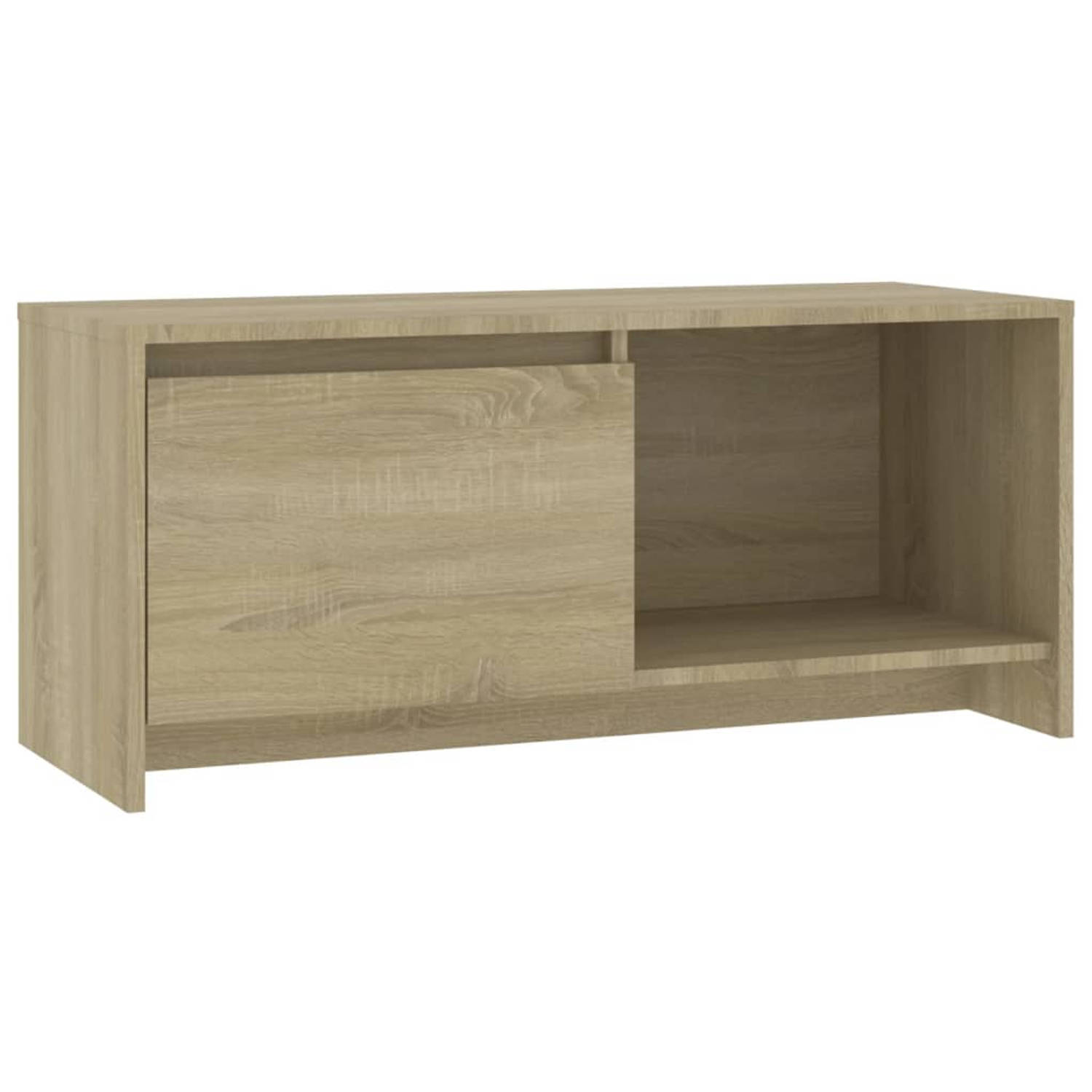 The Living Store Televisiemeubel - Vak met deur en 1 schap - 90x35x40 cm - Sonoma eiken