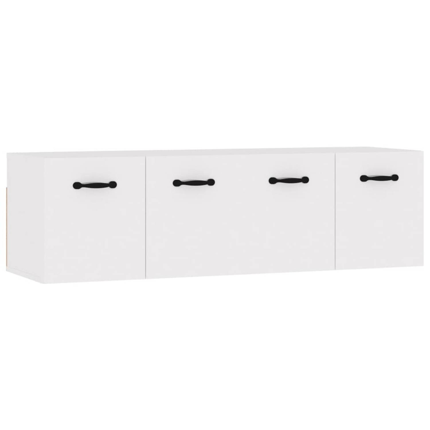 The Living Store Wandkasten 2 st 80x35x36-5 cm bewerkt hout wit - Kast