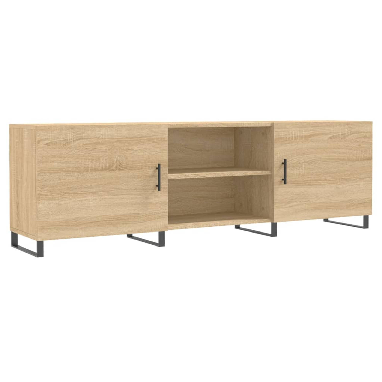 The Living Store TV-meubel Sonoma Eiken - 150 x 30 x 50 cm - Bewerkt Hout en IJzer
