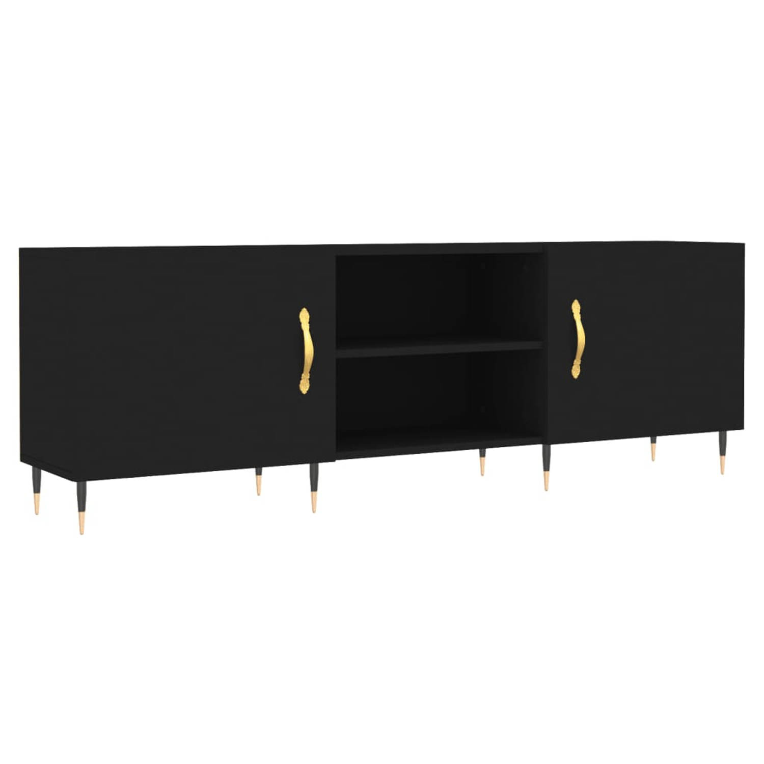 The Living Store TV meubel - Naam - Mediakast - 150x30x50 cm - Zwart