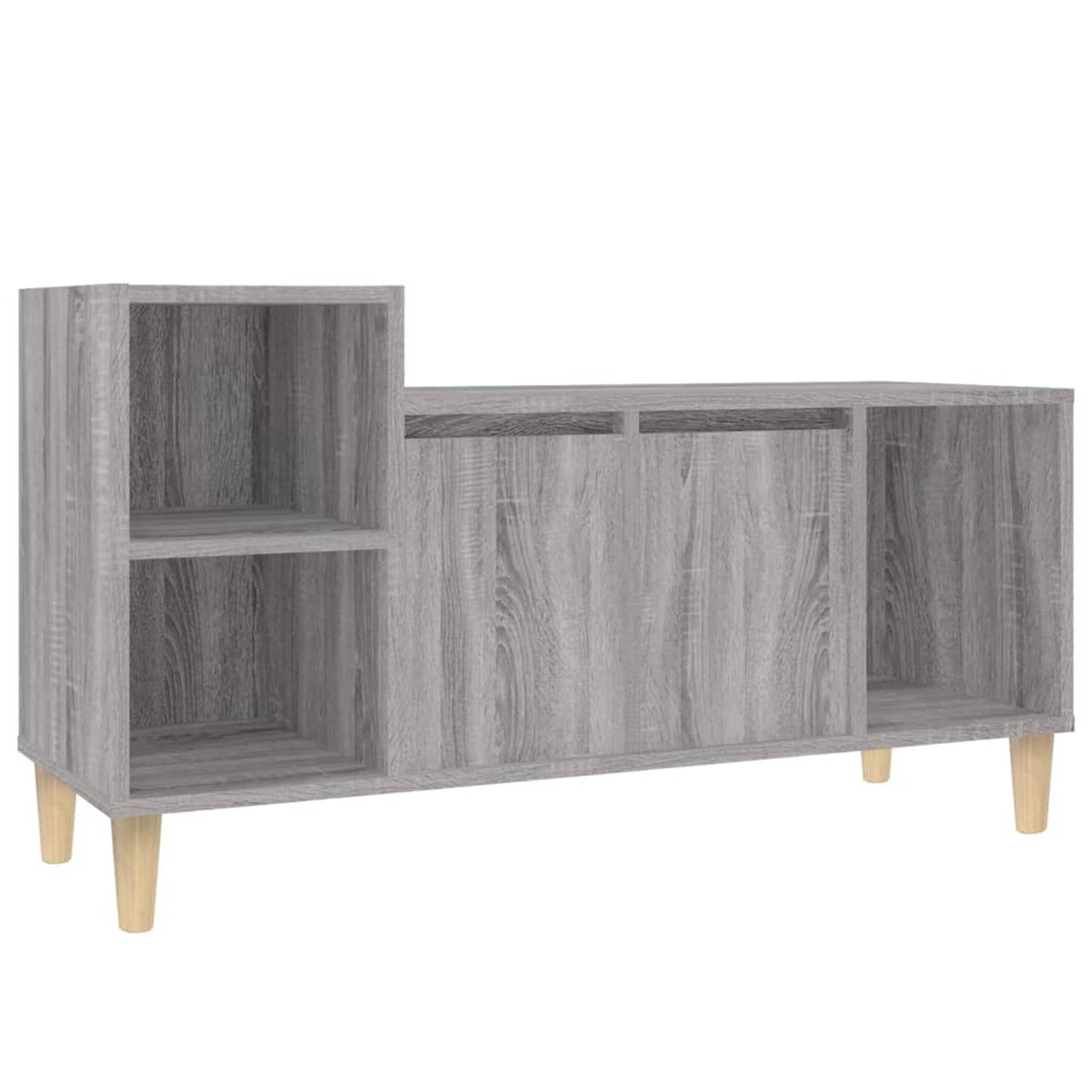 The Living Store Klassieke TV-kast - 100 x 35 x 55 cm - Grijs Sonoma Eiken