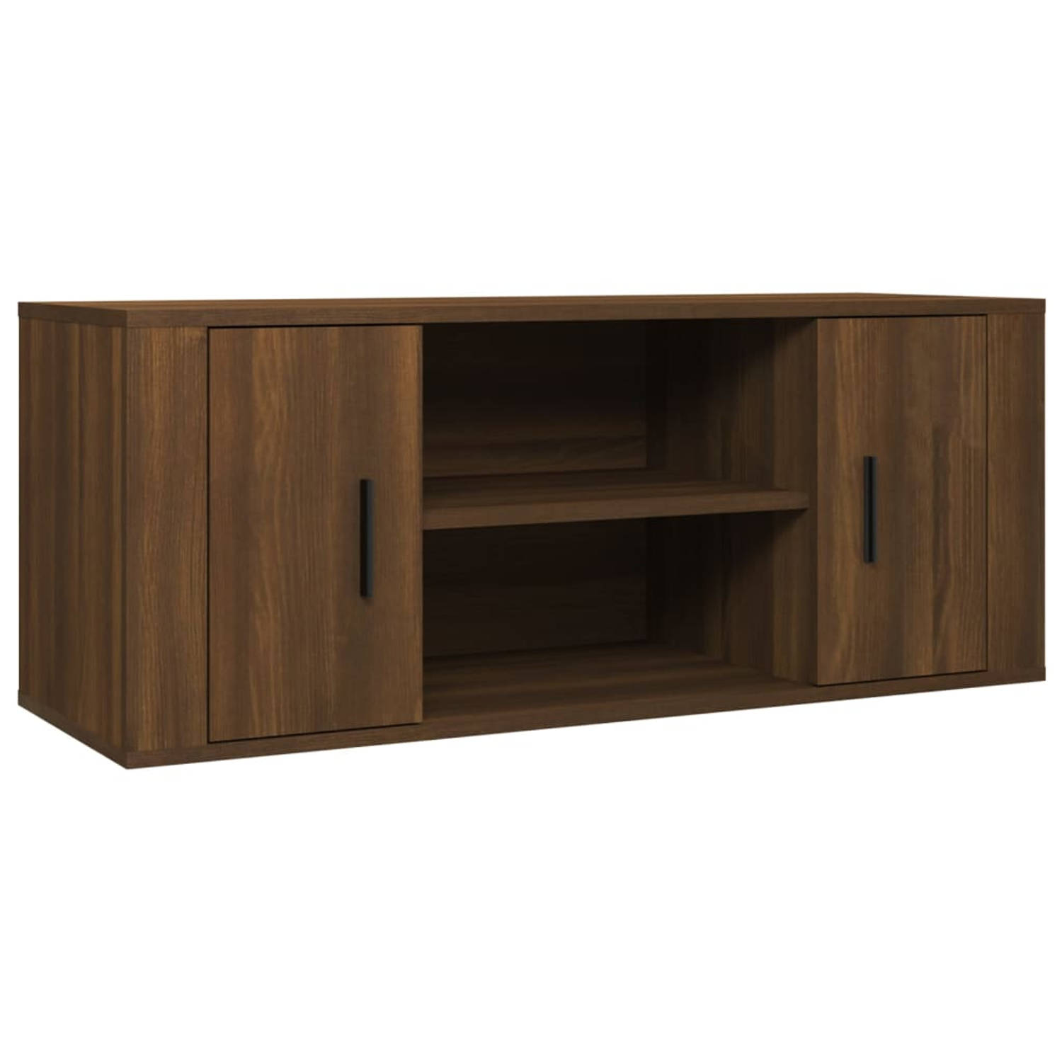 The Living Store Tv-meubel 100x35x40 cm bewerkt hout bruineikenkleurig