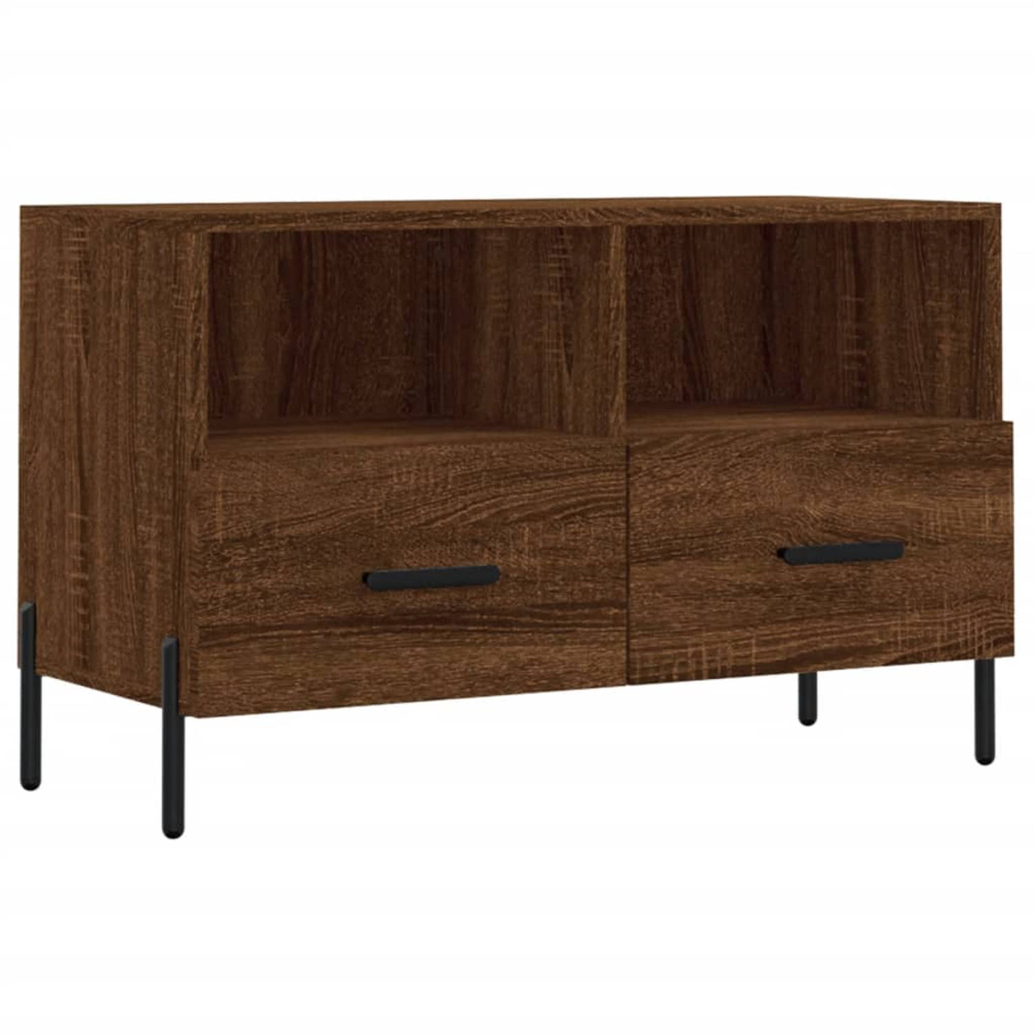 The Living Store TV-meubel - Bruineiken - 80 x 36 x 50 cm - Bewerkt hout