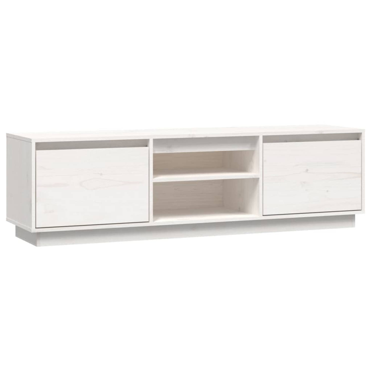 The Living Store Tv-meubel - Grenenhout - 140 x 35 x 40 cm - Wit
