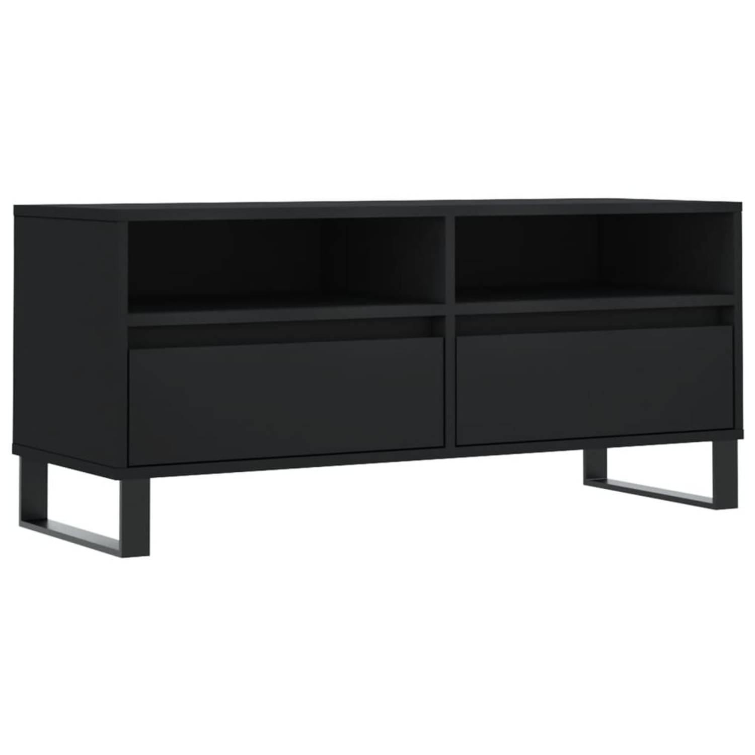 The Living Store TV-meubel Industrieel - Zwart - 100 x 34.5 x 44.5 cm - Opbergruimte - Stabiel