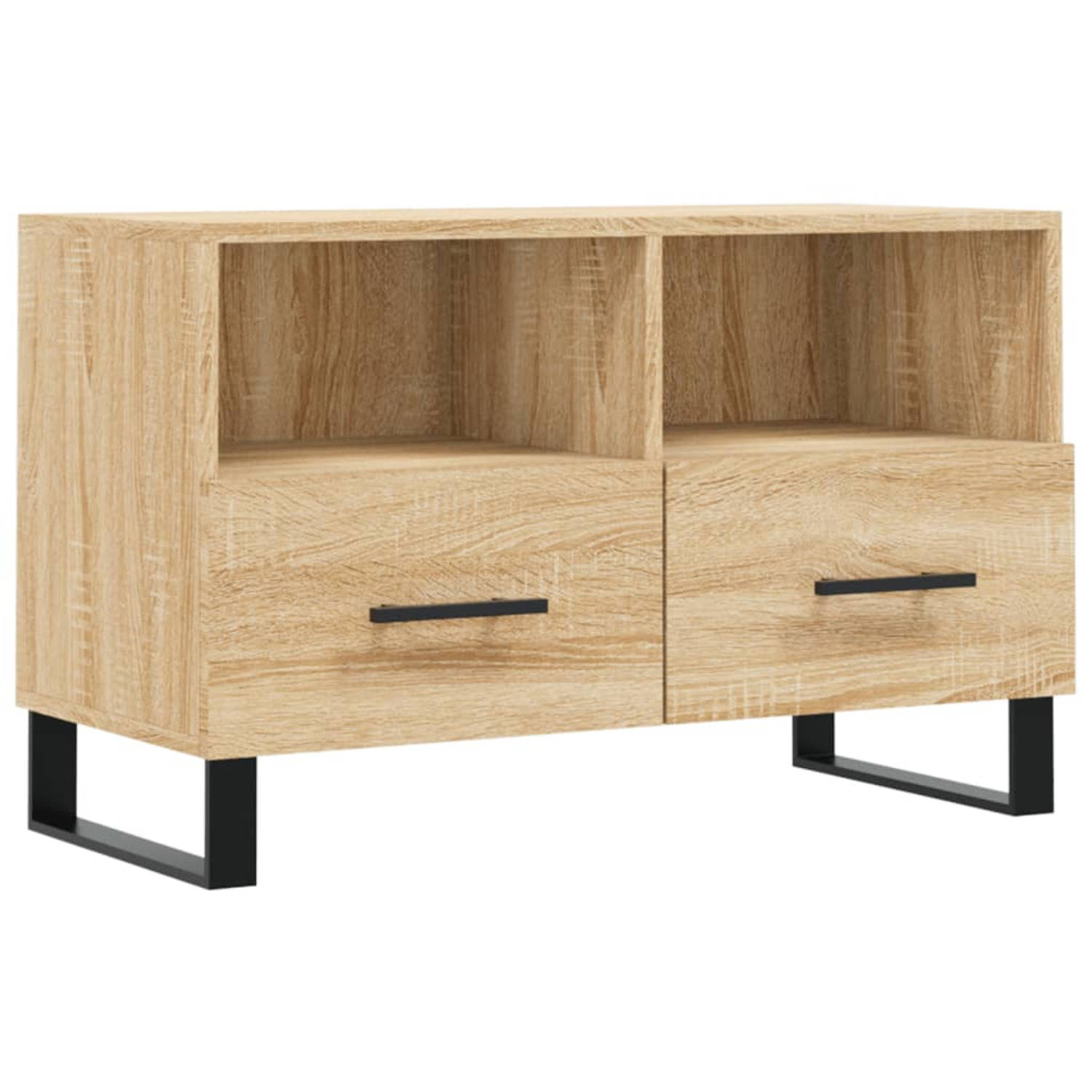 The Living Store Televisiekast Sonoma Eiken - 80 x 36 x 50 cm - TV-meubel met opbergruimte en presenteerfunctie