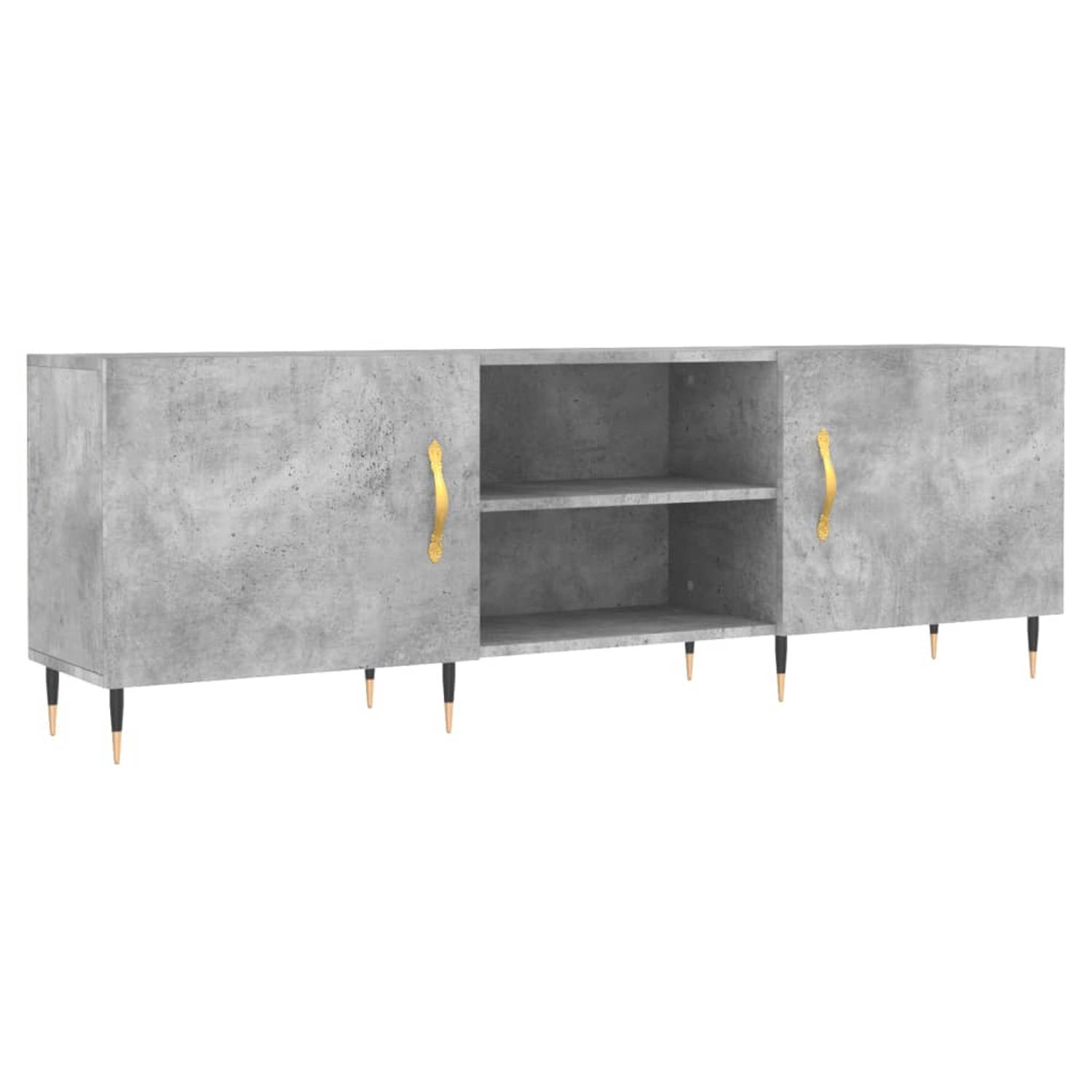 The Living Store TV-meubel - Betongrijs - 150 x 30 x 50 cm - Bewerkt hout en ijzer