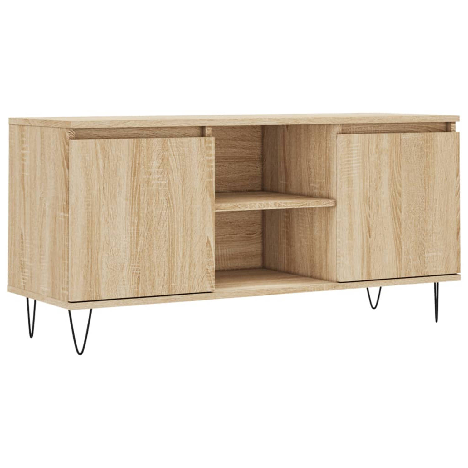 The Living Store Tv-meubel Sonoma eiken - 104 x 35 x 50 cm - Veel opbergruimte