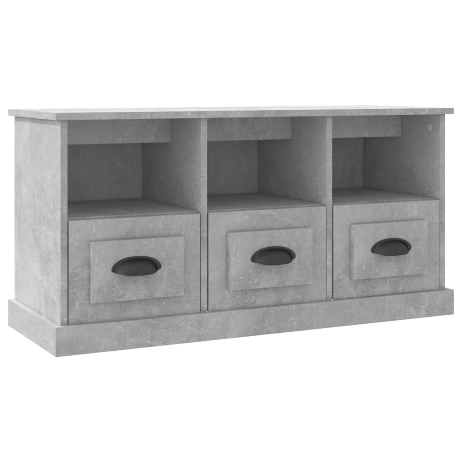 The Living Store Trendy TV-Kast - 100 x 35 x 50 cm - Betongrijs - Duurzaam bewerkt hout