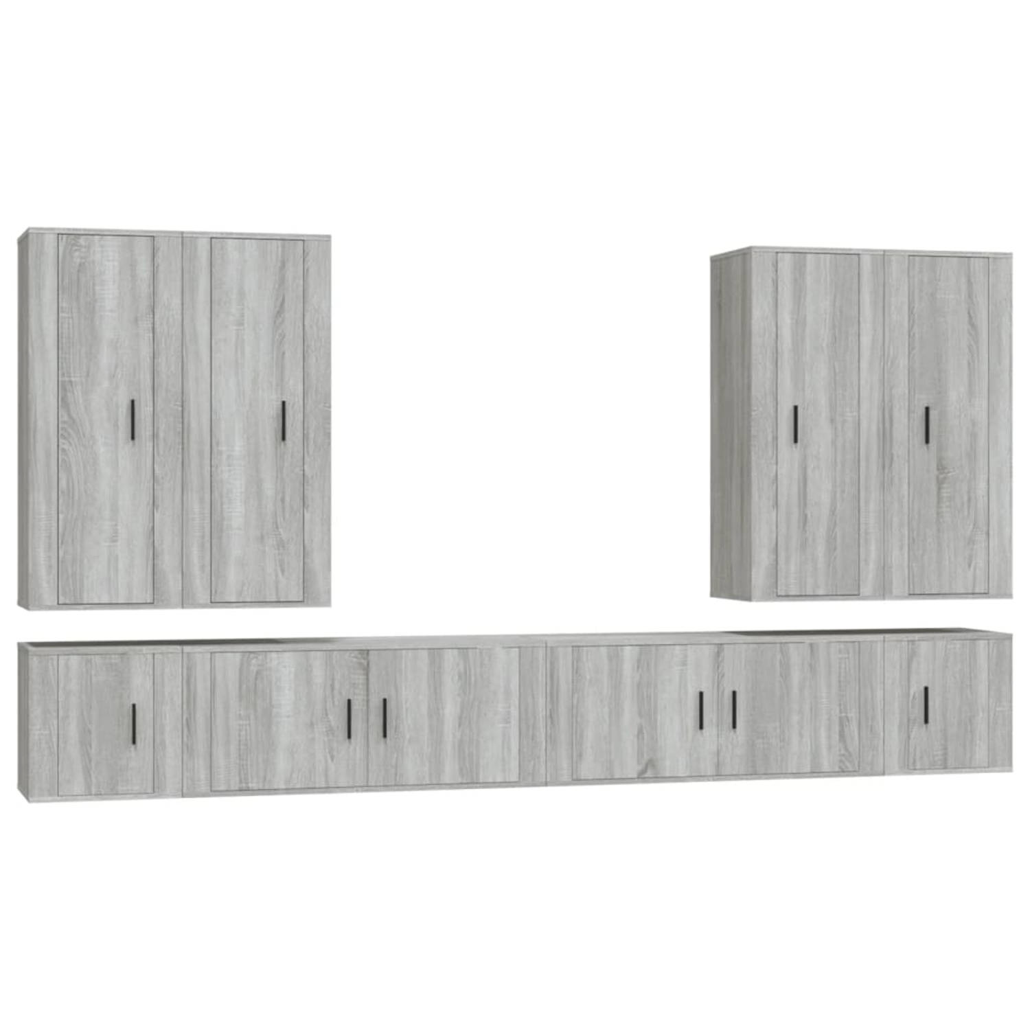 The Living Store Televisiekastenset - Grijs Sonoma Eiken - 4x 40x34.5x100cm / 2x 100x34.5x40cm / 2x 40x34.5x40cm