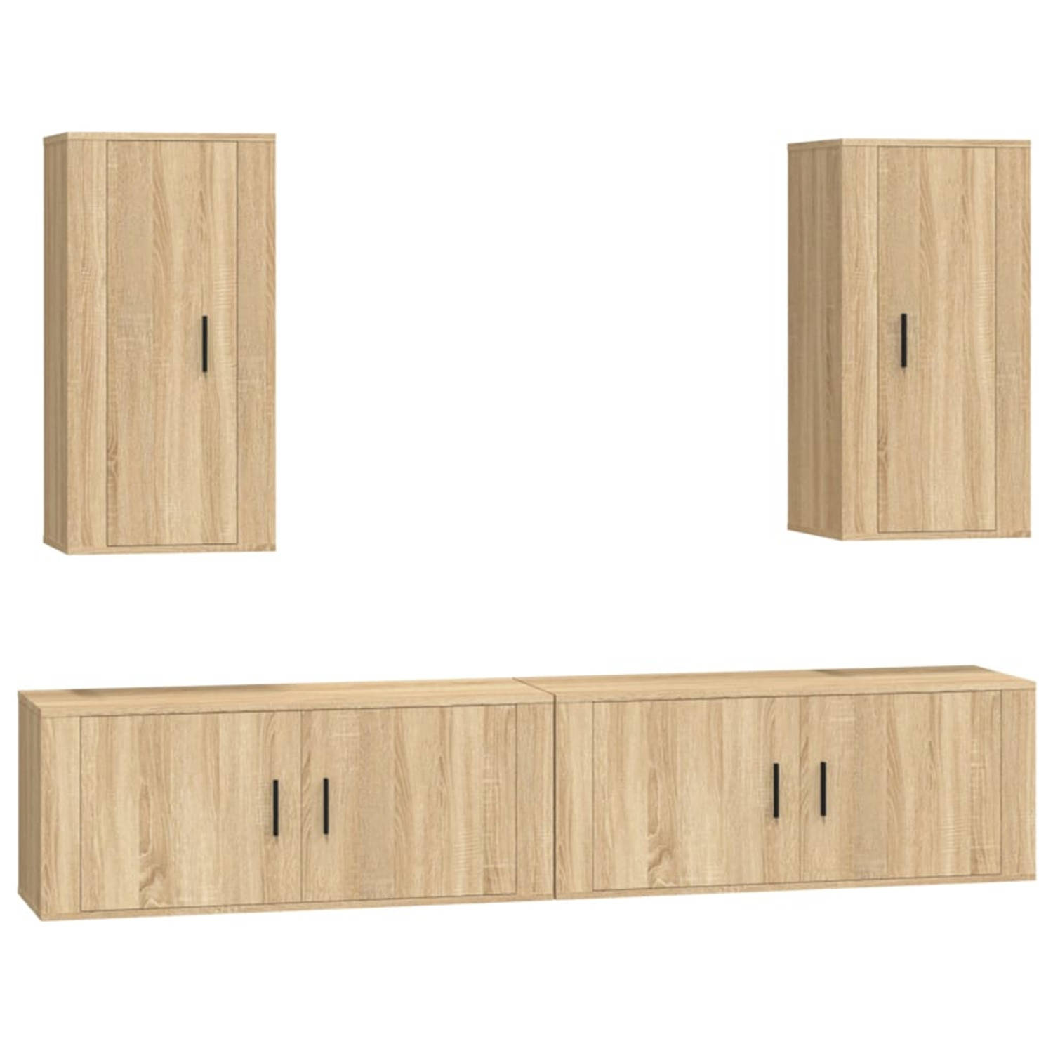 The Living Store Televisiekastenset - Klassiek - TV-meubel - 100x34.5x40 cm - 40x34.5x80 cm - Sonoma Eiken