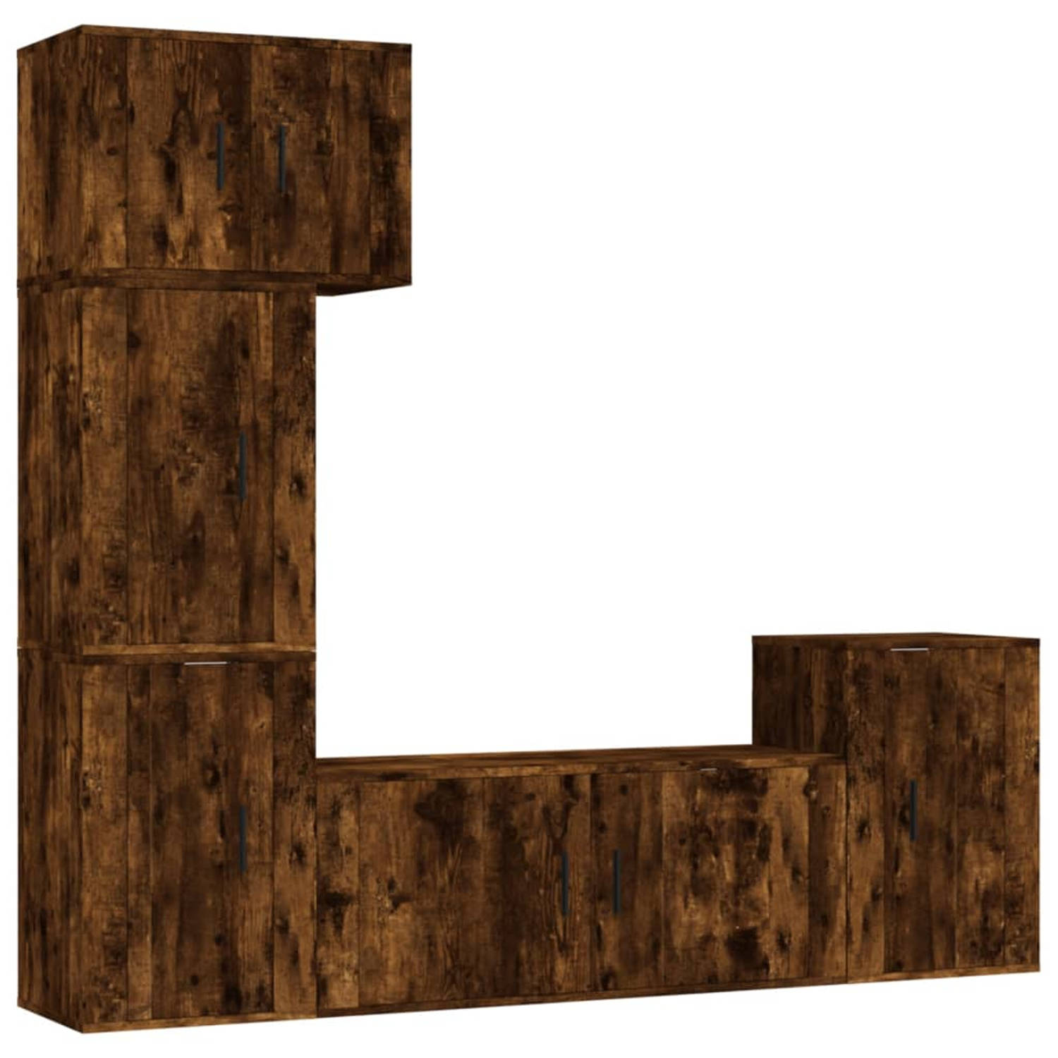 The Living Store TV-meubelset - Gerookt Eiken - Classic s - Wandgemonteerd - 100x34.5x40 cm