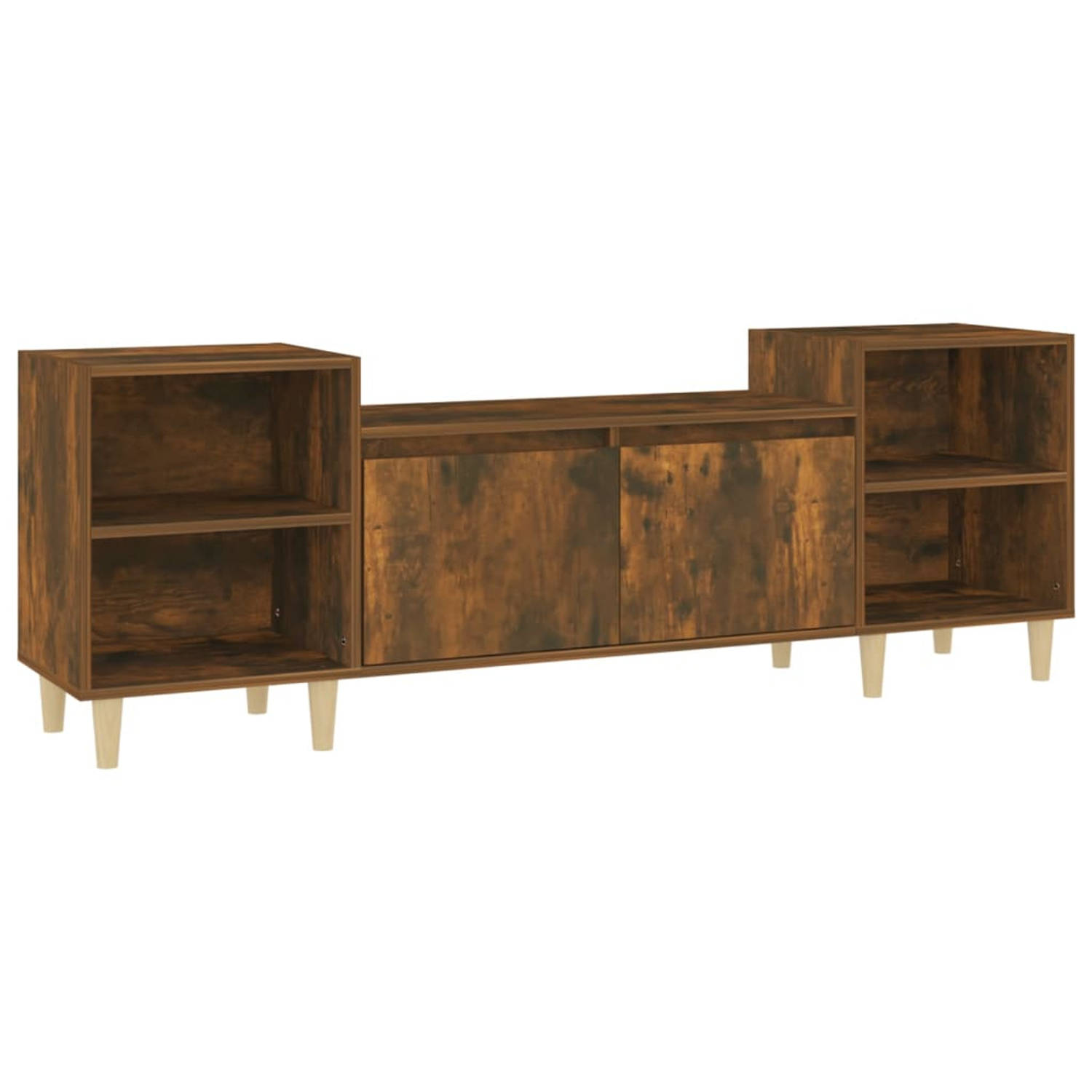 The Living Store TV-meubel Gerookt Eiken - 160 x 35 x 55 cm - bewerkt hout - stijlvol design